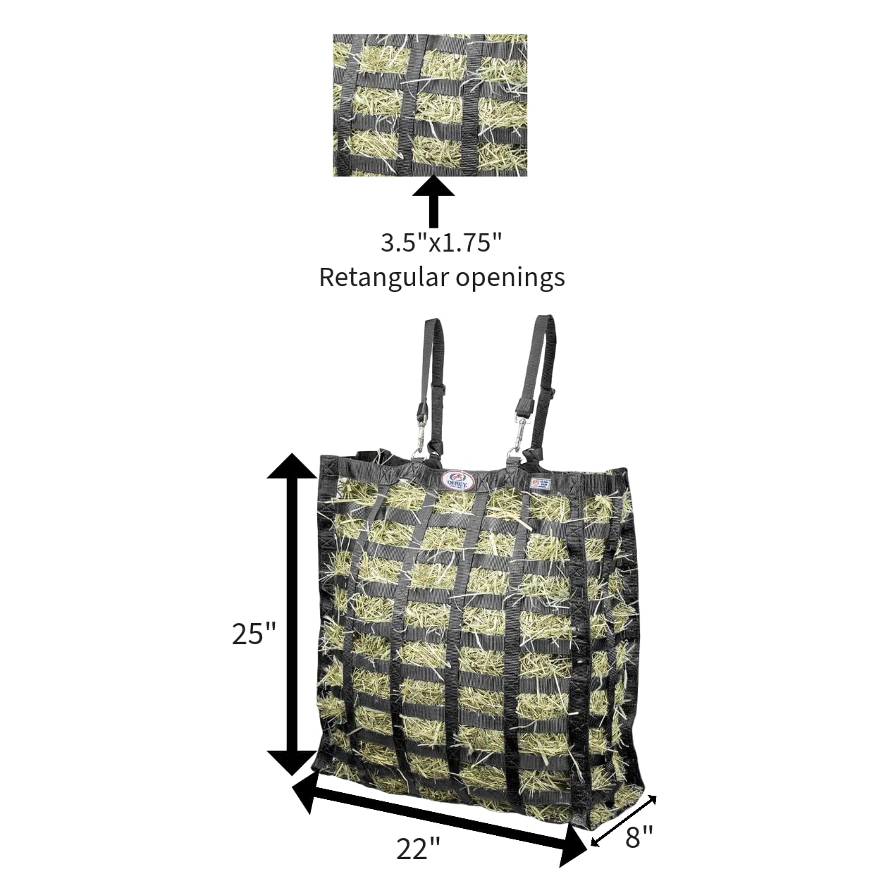 Derby Originals Supreme 4-Sided Slow Feed Horse Hay Bag - Durable Mesh Forage Feeder for Horses, Ponies & Livestock - Perfect for Stalls, Trailers & Pastures