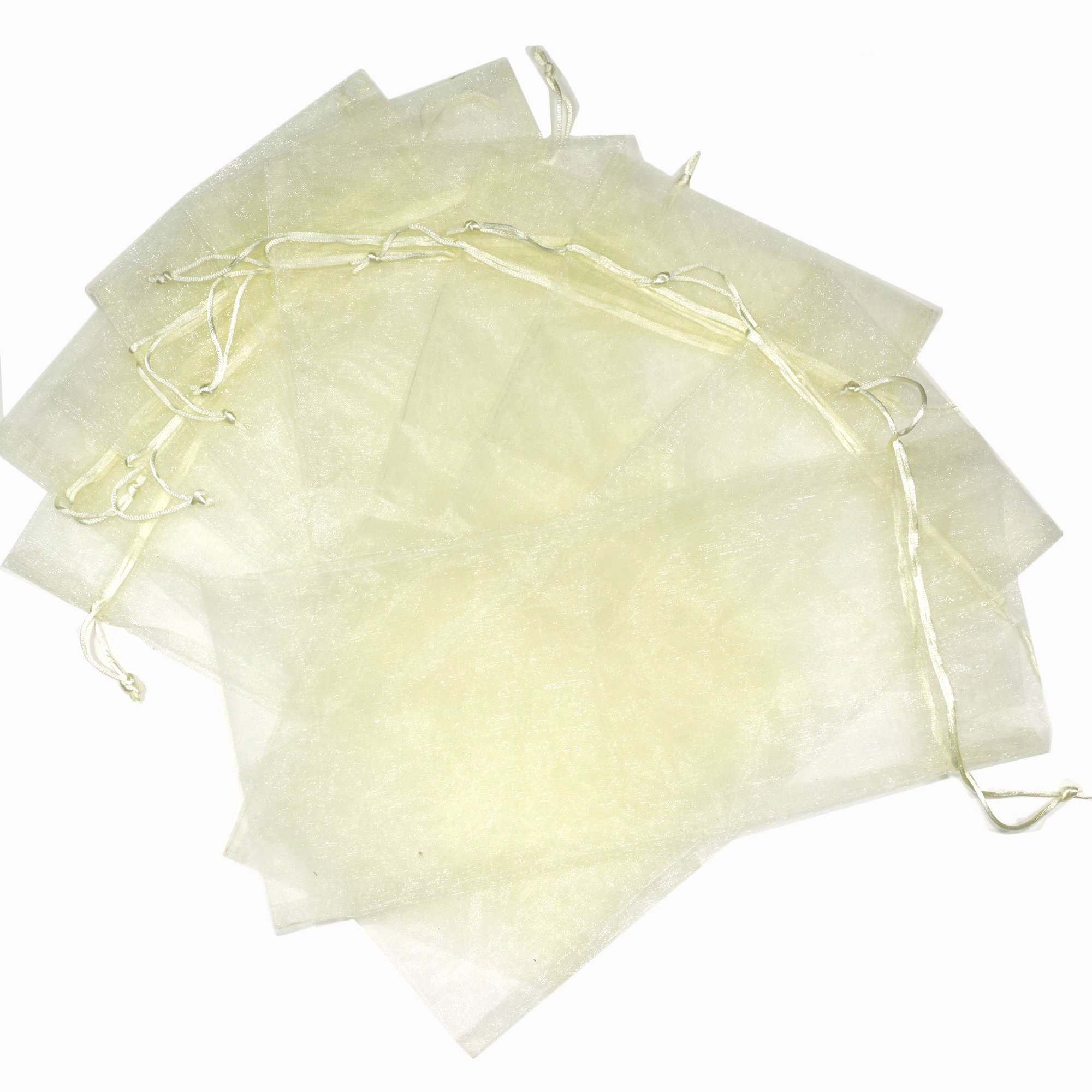 20-Pack Cream Organza Wine Gift Bags 15