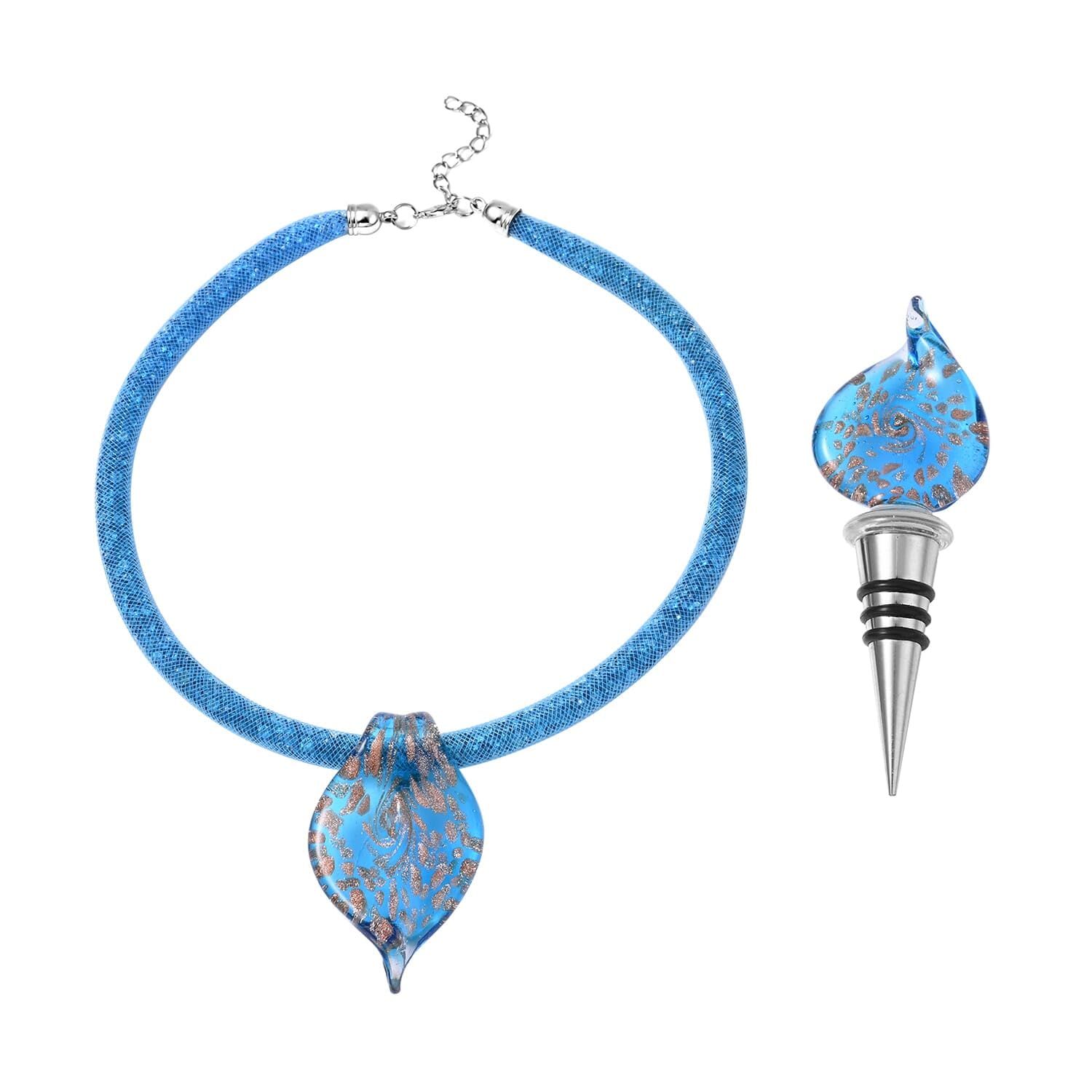SHOP LC Glass Resin Bottle Stopper Pendant Necklace for Women - 20