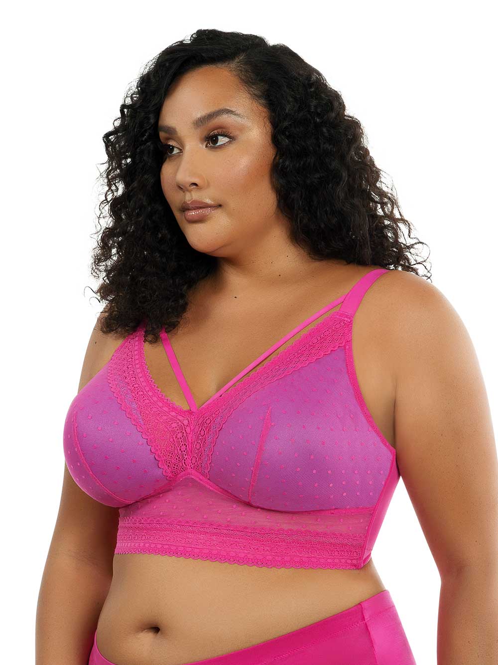 Parfait Mia Dot Wire-Free Padded Mesh Bralette - Bright Pink | Comfortable Seamless Support for Everyday Wear, Yoga & Lounge