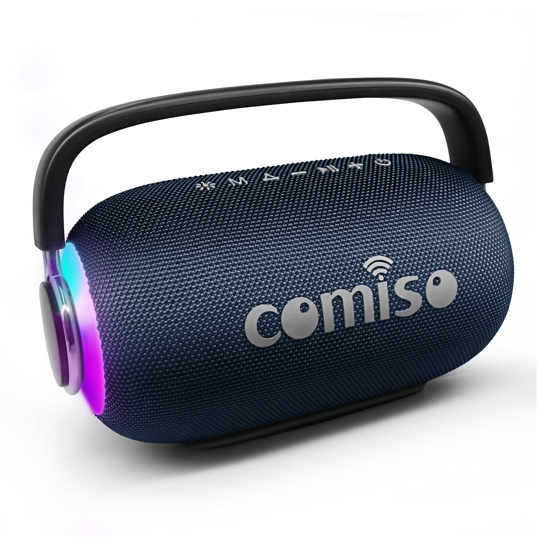 Comiso Portable Bluetooth Speaker - Waterproof Wireless Boombox with LED Lights, Deep Bass & Superior Stereo Audio, 40H Playback for Outdoor, Pool Party, Camping & Beach