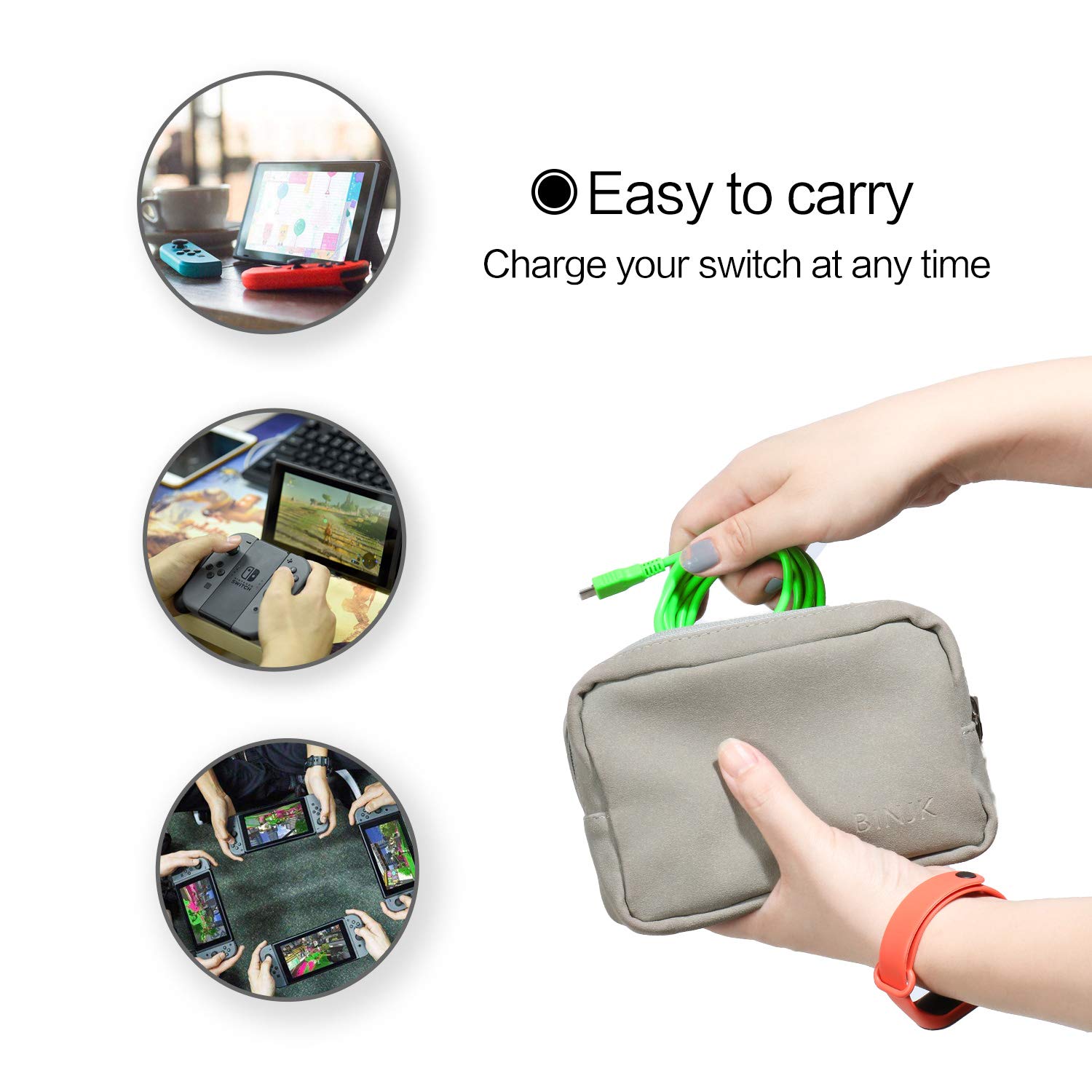 ECHZOVE Fast Charging Cable for Nintendo Switch & Pro Controllers - 4.92ft Green USB-C Cord | Perfect for Gaming at Home or On-The-Go