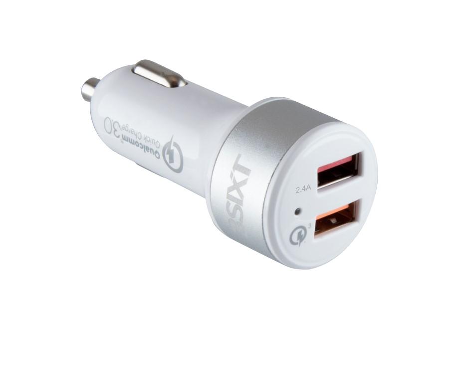 3sixT Fast Car Charger 5.4A Dual USB Ports for iPhone 15/14/13/12, Samsung Galaxy - Quick Charge for Road Trips & Commuting