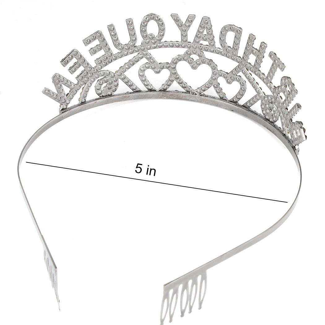 Elegant Black Birthday Tiara for Women - Rhinestone Crystal Crown Headband | Perfect for Birthday Parties, Bachelorette, Bridal Showers & Special Occasions
