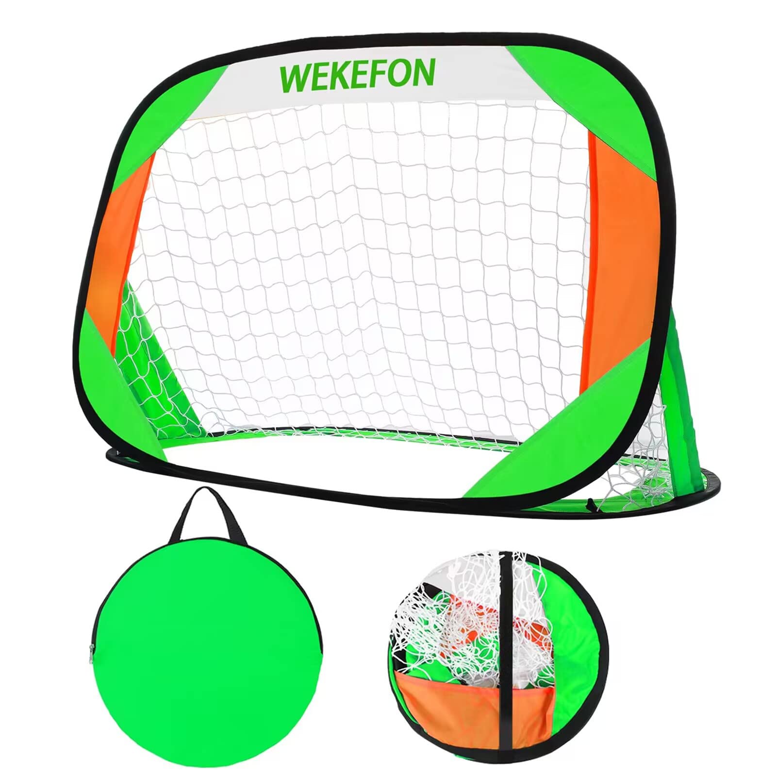 WEKEFON Portable Pop-Up Soccer Goal for Kids - Indoor & Outdoor Training & Backyard Play - Easy Assembly, Folding Design for Compact Storage (1 Pack) - Perfect for Youth Soccer Practice, Games & Backyard Fun