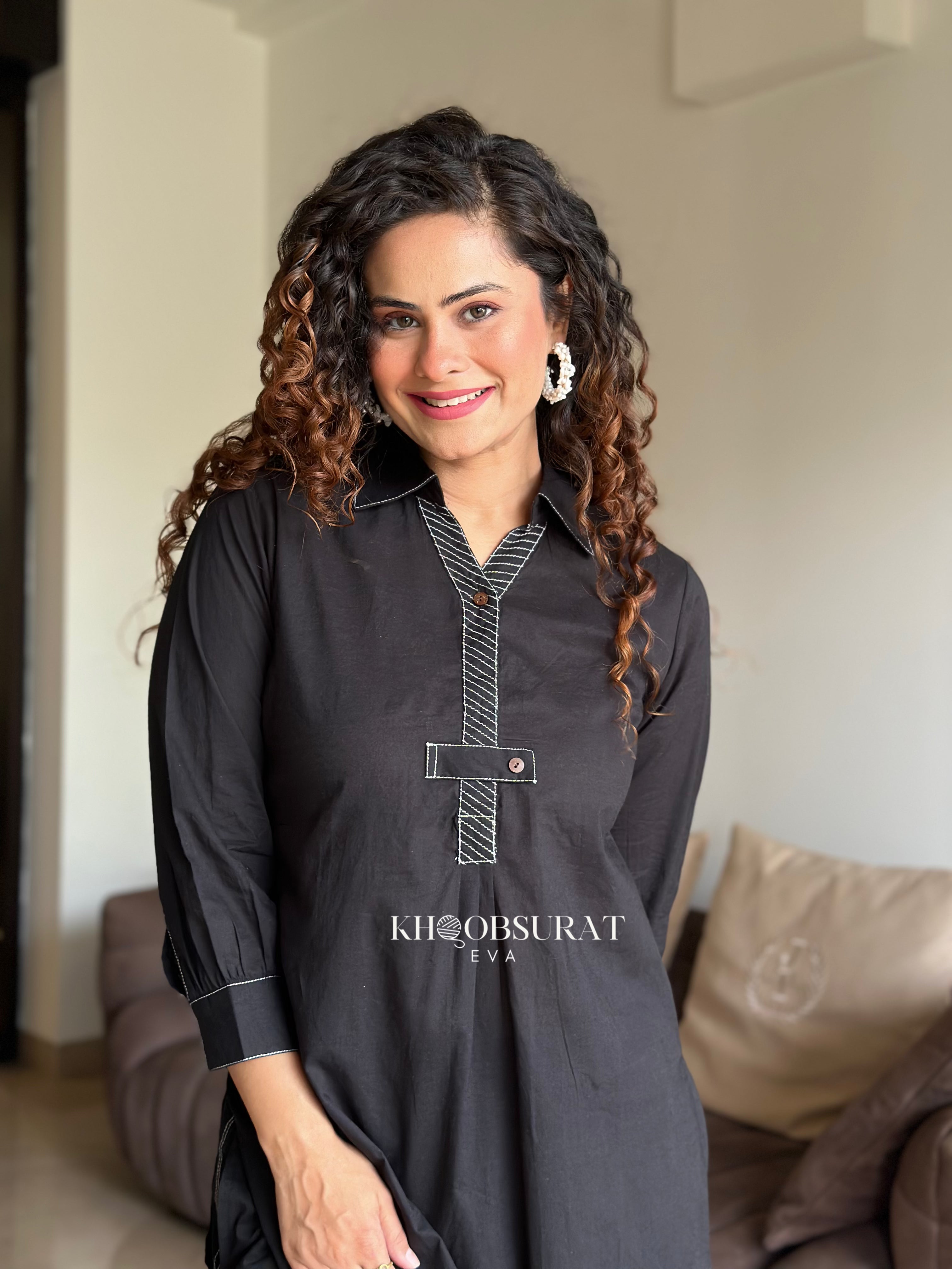 Premium Cotton Casual Black Kurta Set for Men - Comfortable Traditional Indian Outfit for Festivals, Weddings & Daily Wear