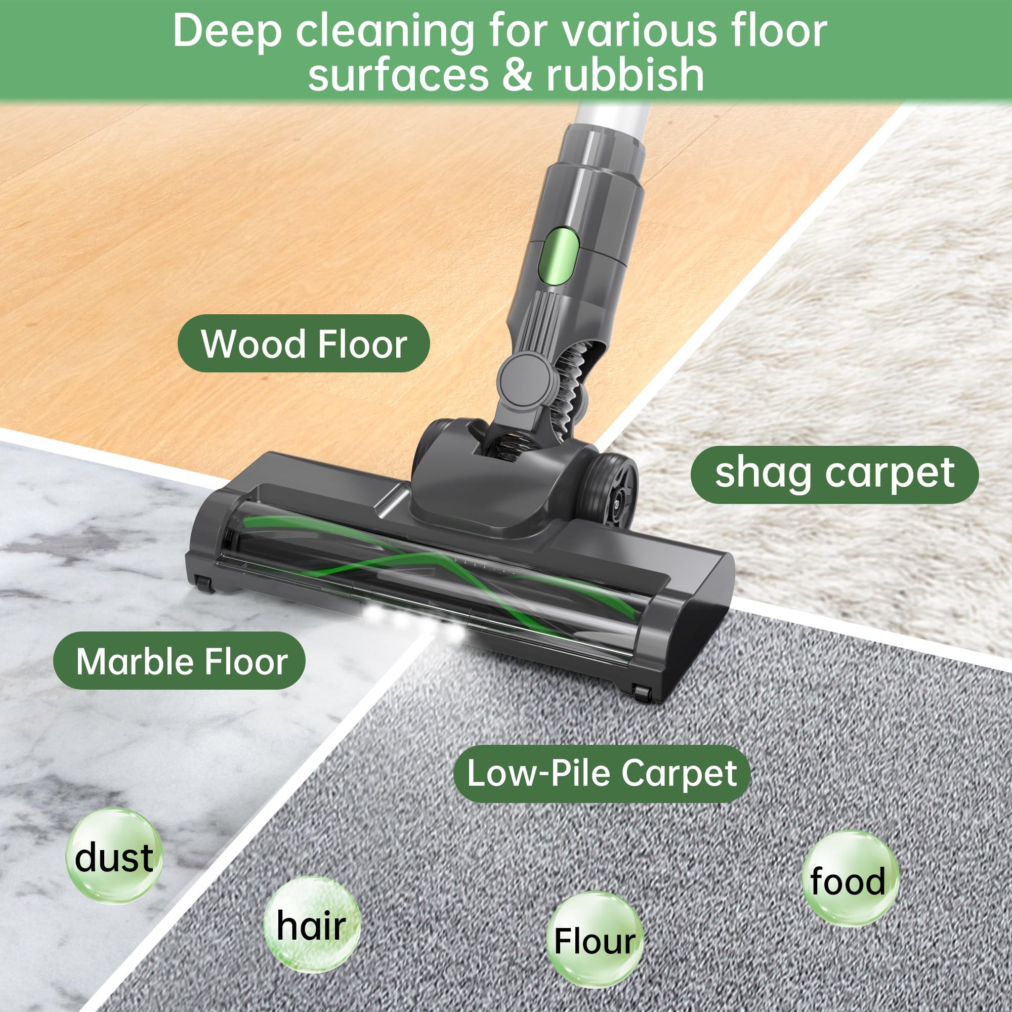 450W 45KPA Cordless Vacuum Cleaner - 50 Mins Runtime, Self-Standing Stick Vacuum with Wall Mount Charging, Anti-Tangle Technology - Rechargeable Handheld Vacuum for Pet Hair, Carpet & Hard Floors | Perfect for Quick Cleanups, Pet Owners & Multi-Surface Homes