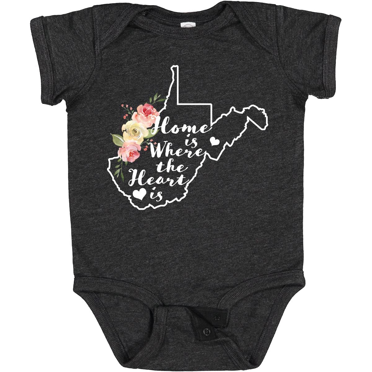Inktastic West Virginia Home is Where The Heart is Watercolor Baby Bodysuit - Soft Cotton Infant Onesie for Newborns, Baby Showers & Family Photos