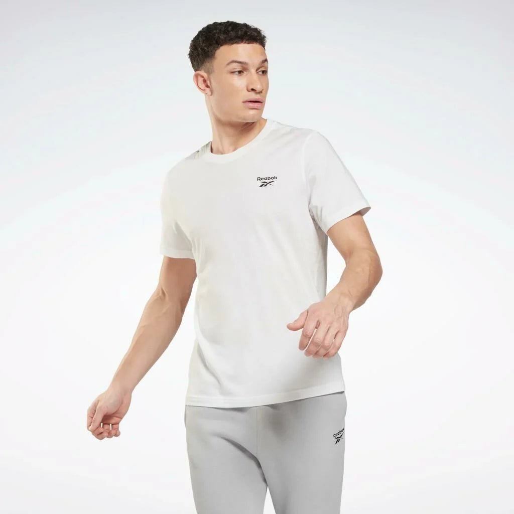 Reebok Men's LFT Logo White T-Shirt - Soft Cotton Casual Tee for Gym, Workout & Everyday Wear