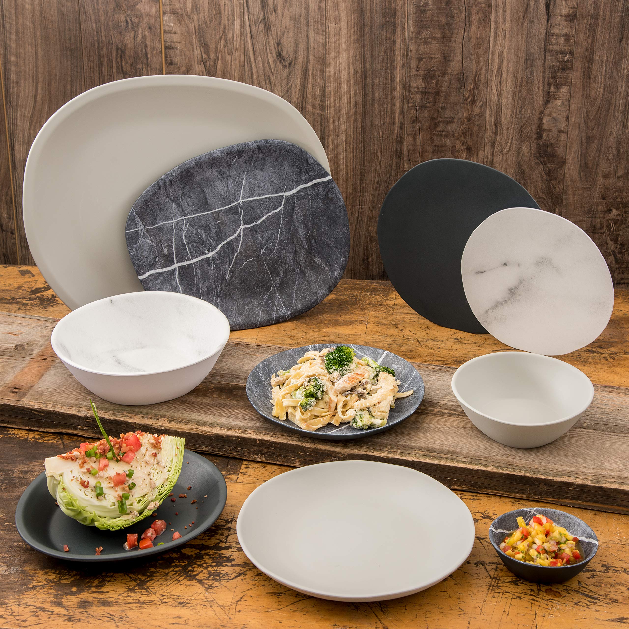 Carlisle FoodService 8 oz Reusable Melamine Soup Bowls - Marble Design, Durable Plastic for Home & Restaurant Use (Pack of 24) - Perfect for Soups, Salads, Cereals & Party Serving
