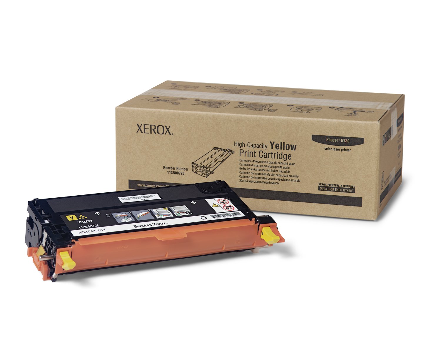 Xerox 113R00725 Yellow Phaser 6180 Toner Cartridge - High-Quality Replacement for Office Printers | Perfect for Business Documents, Presentations & Color Printing