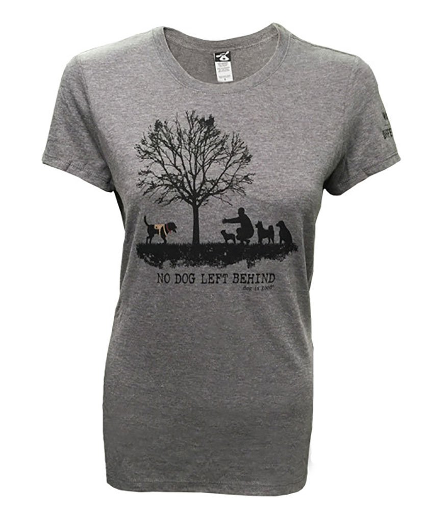 Dog Lover Gift - Premium 'No Dog Left Behind' Women's T-Shirt in Heather Grey | Soft & Comfortable Dog Apparel for Casual Wear, Dog Park Outings & Pet-Friendly Events