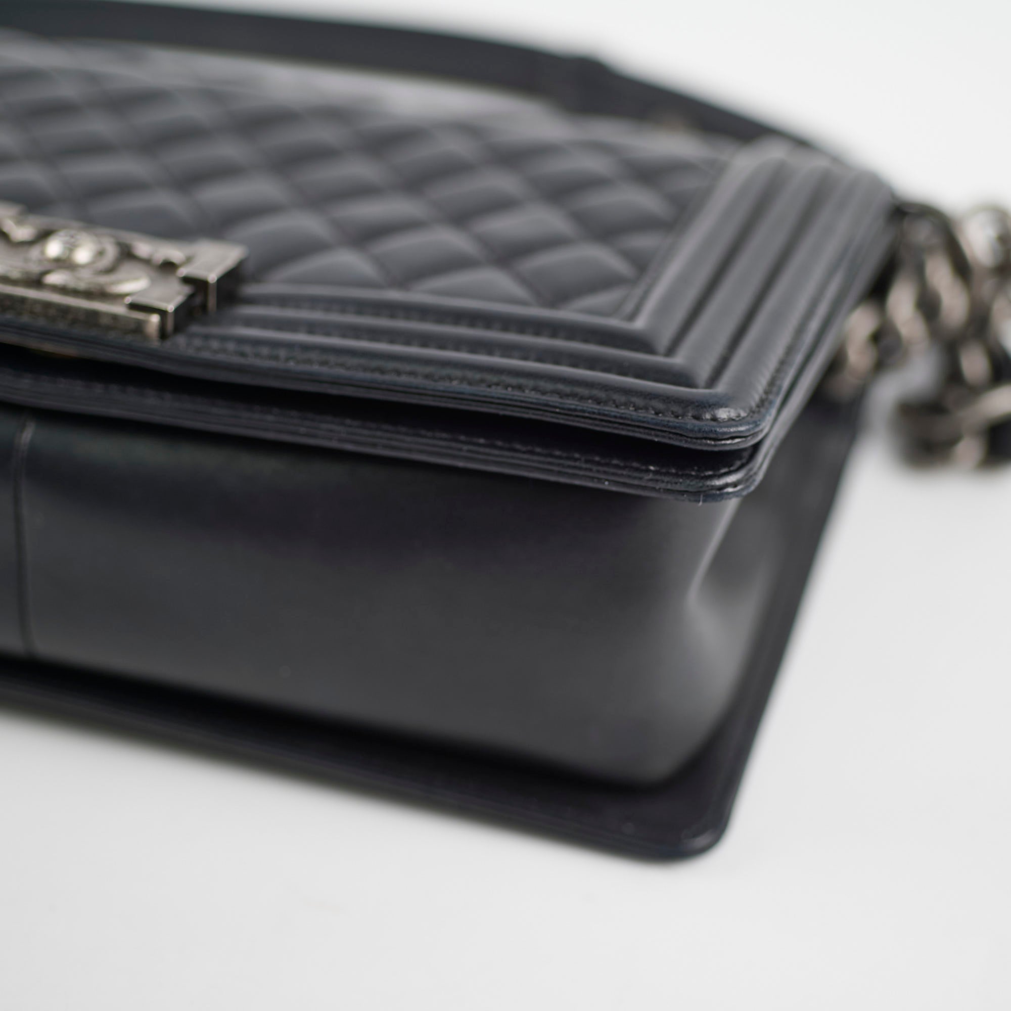 Chanel Old Medium Boy Bag Black Lambskin Leather 23 Series - Luxury Handbag for Women, Perfect for Parties, Work & Everyday Use