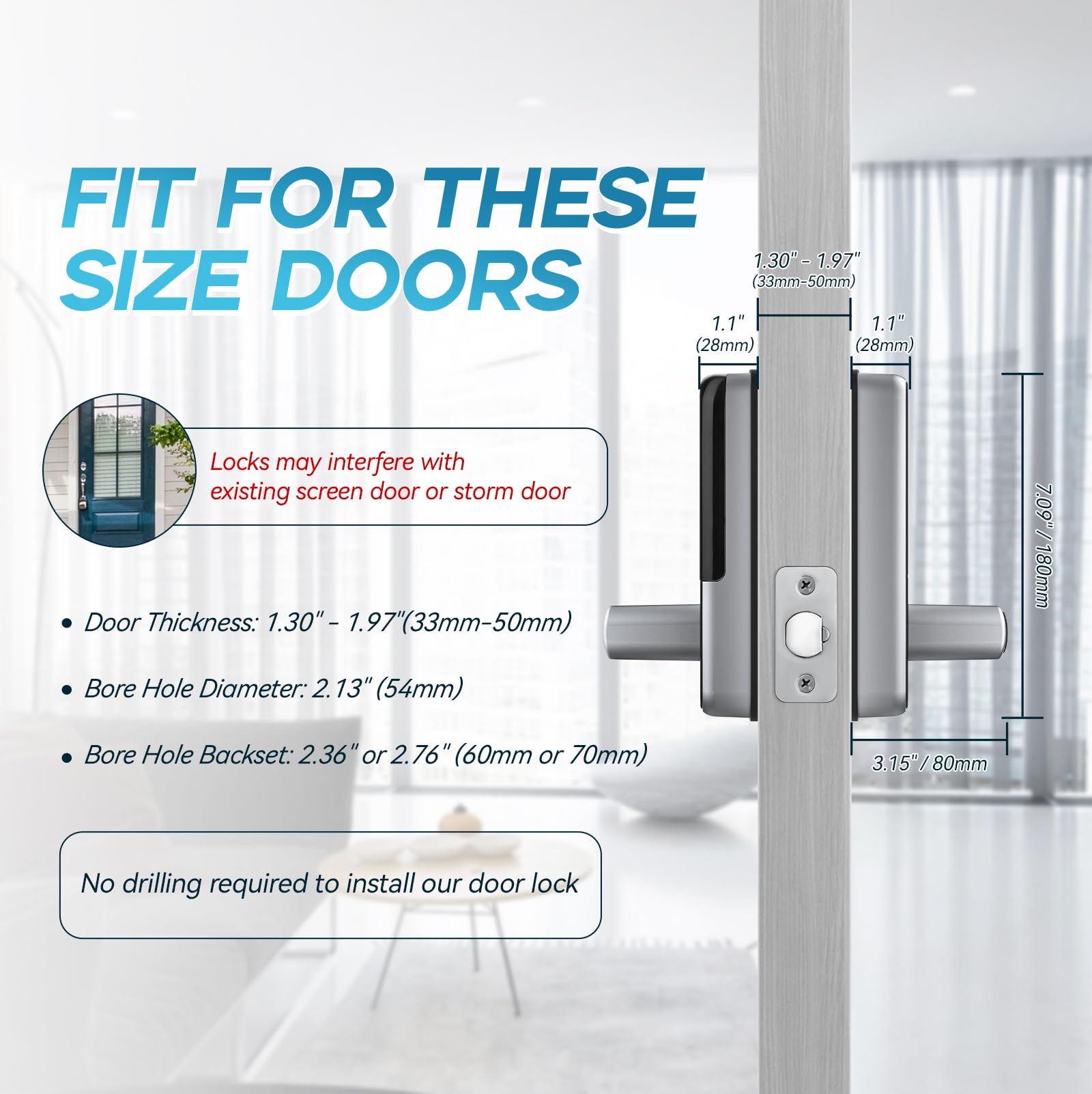 Smart WiFi Keyless Entry Door Lock with Fingerprint & Keypad - Olumat Smart Handle Door Lock for Front Door - Secure & Convenient Home Access Control for Apartments, Houses & Offices