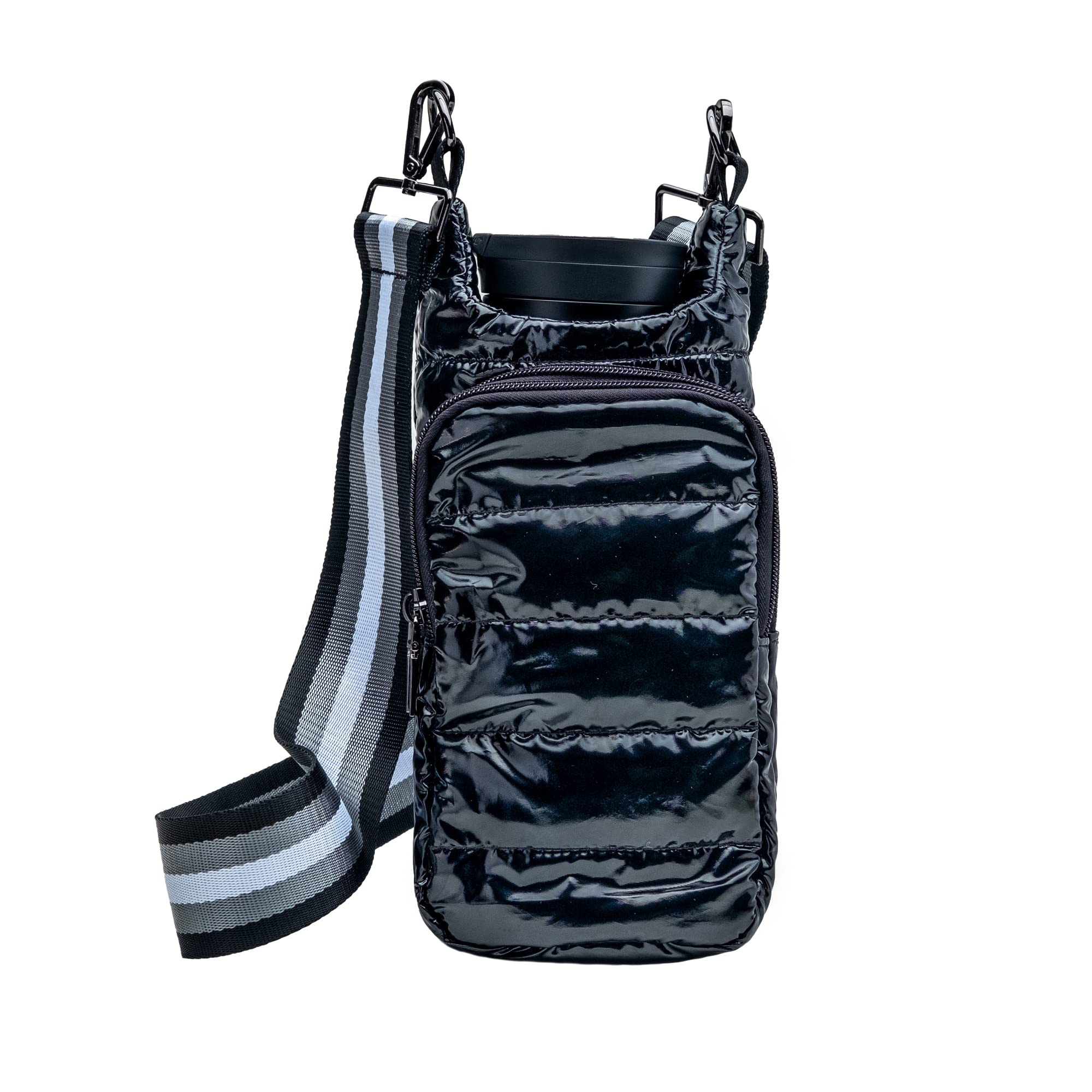 Quilted Water Bottle Holder with Strap - Crossbody Bag for Gym & Travel