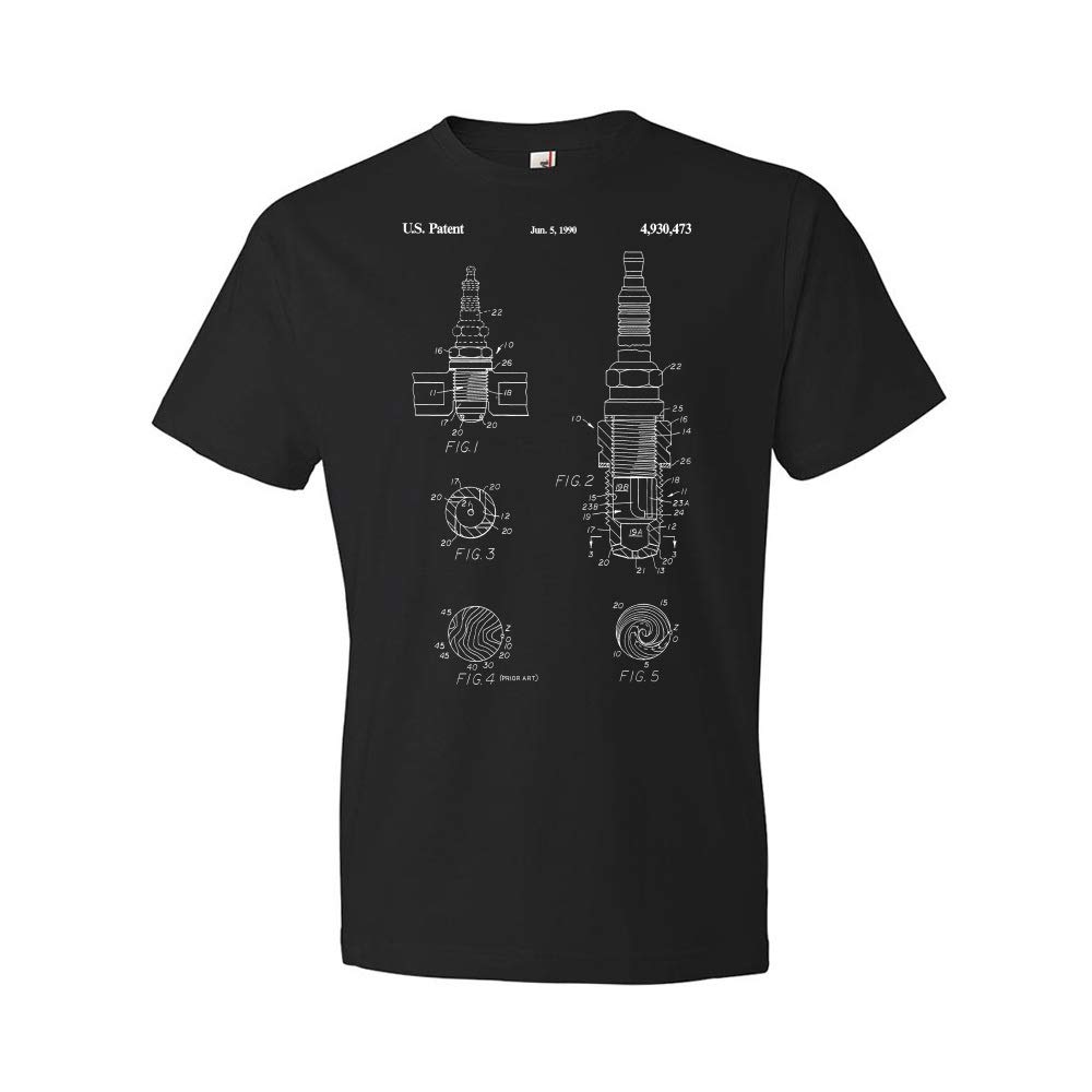 Spark Plug T-Shirt - Automotive Mechanic Gift for Car Lovers - Blueprint Design Cotton Tee - Perfect for Car Shows, DIY Workshops & Automotive Enthusiasts
