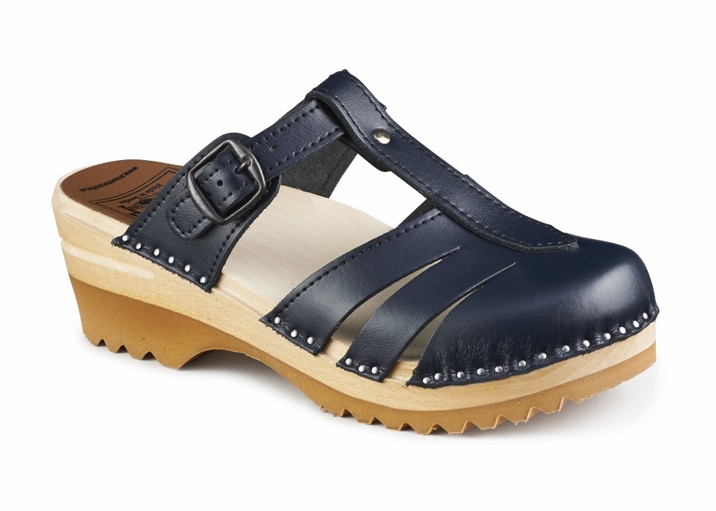 Women's Non-Slip Swedish Wooden Clogs - Mary Jane Bastad Slip-On Closed Toe Leather Sandals | Comfortable & Durable for Nurses, Chefs & Gardeners