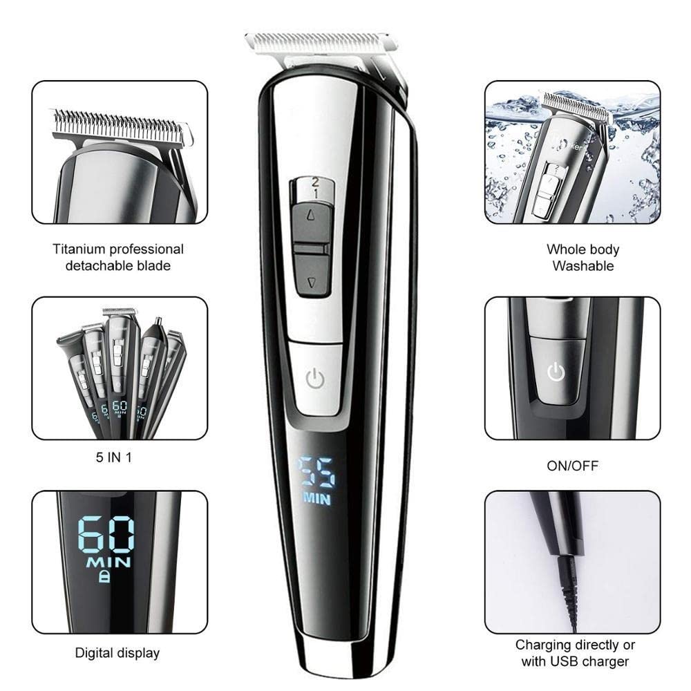 17-Piece Electric Razor & Grooming Kit for Men - Rechargeable Beard Trimmer & Body Shaver (100-240V) | Perfect for Travel, Home Use & Professional Grooming