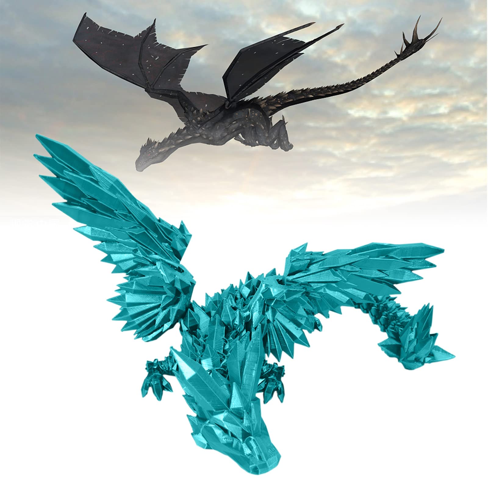 3D Printed Dragon Toys with Movable Joints & Wings - Realistic Prehistoric Monster Action Figures for Collectors (Custom Colors, 9.8 Inch) - Perfect for Display, Role Play, and Gift Giving