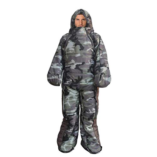 Adult Wearable Sleeping Bag Jacket with Feet & Sleeves - Waterproof Windproof Thermal Sleeping Suit for Camping, Hiking, Backpacking & Outdoor Adventures - Includes Compression Sack - Perfect for Cold Weather Camping, Backyard Stargazing & Winter Festivals