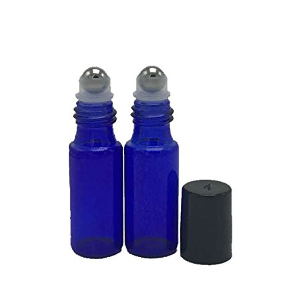 12 Pack 5ml Blue Glass Roller Bottles - Refillable Essential Oil Rollerball Bottles with 3ml Dropper for Aromatherapy, DIY Perfume & Travel Size Skincare (Perfect for Home Spa, Yoga & Gift Sets)