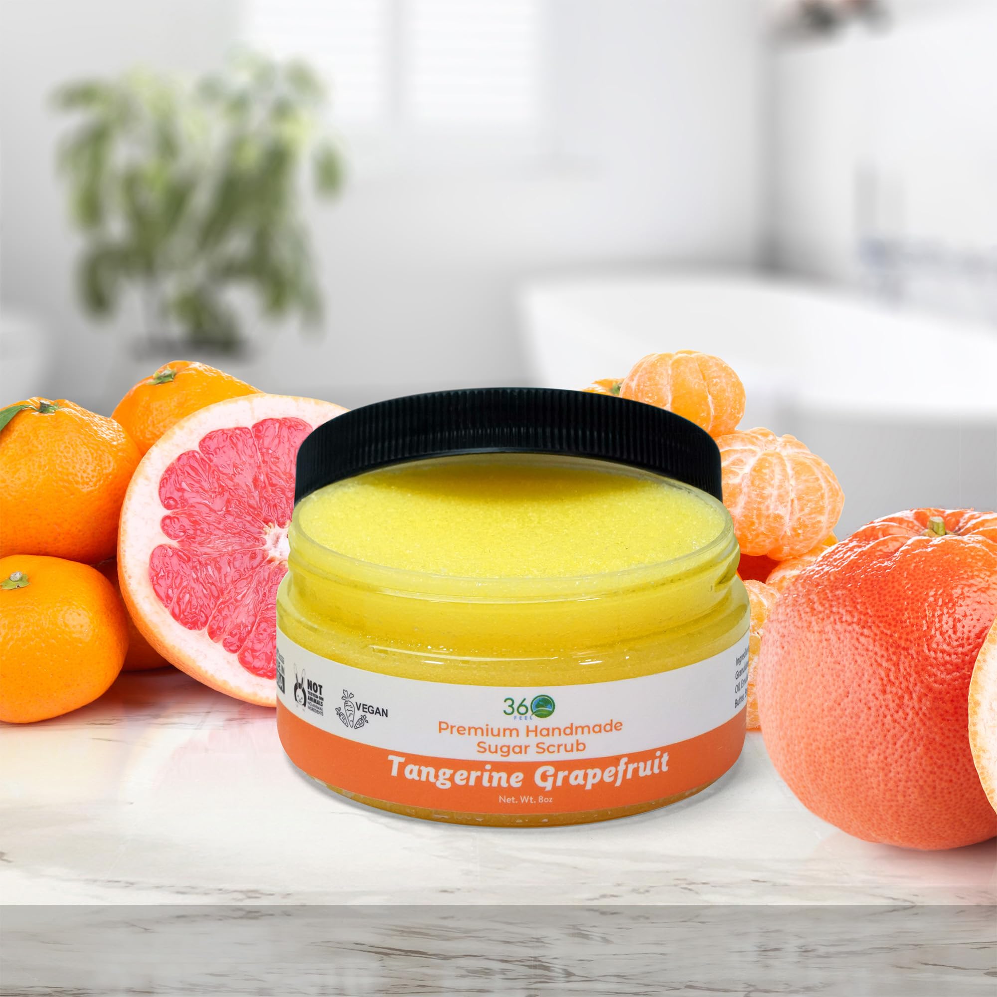 Tangerine Grapefruit Sugar Body Scrub for Acne Scars & Stretch Marks - Exfoliating Foot & Body Scrub for Women - 8oz Natural Skincare - Perfect for Spa Day & Dry Skin Treatment