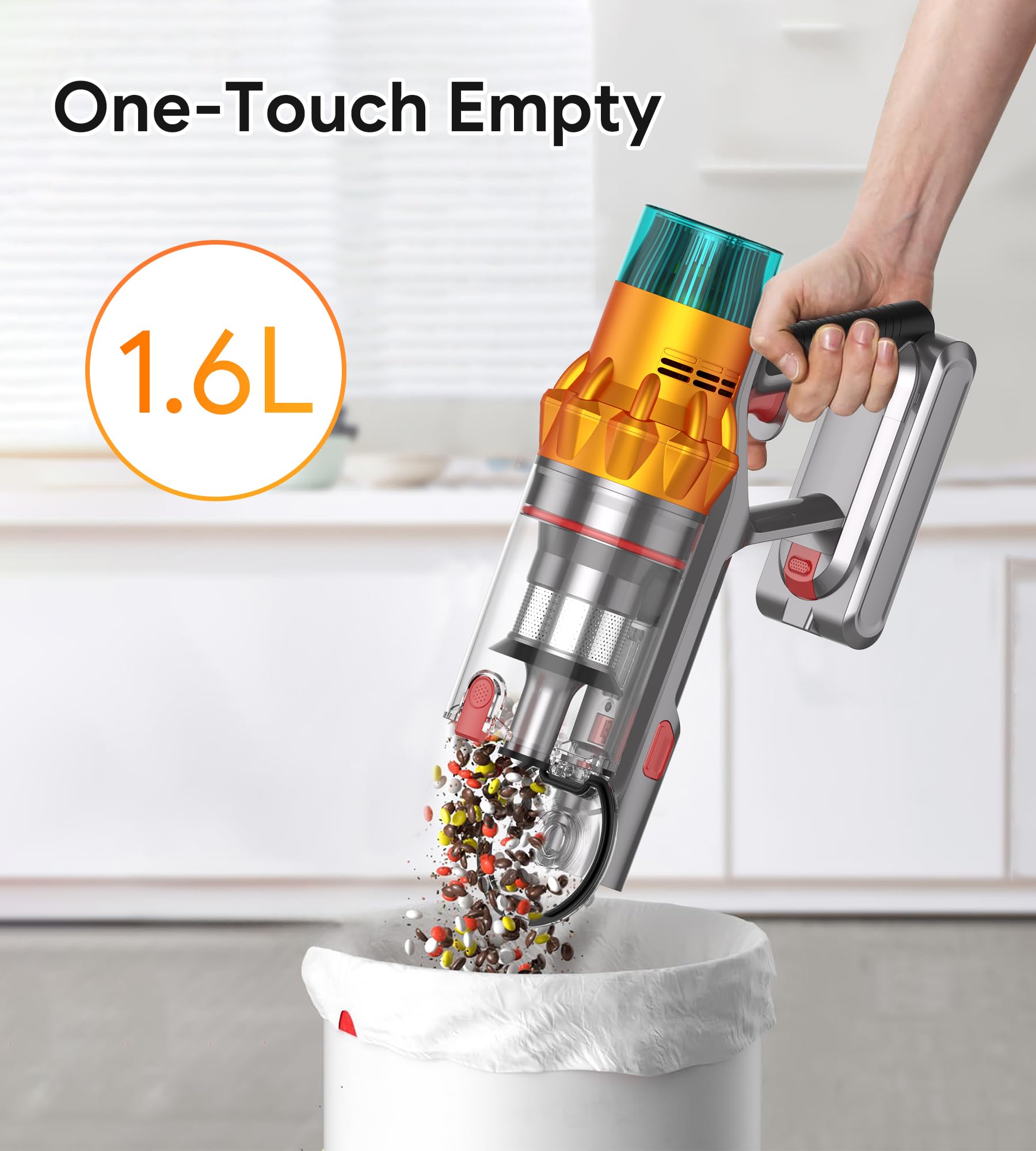 8-in-1 Cordless Stick Vacuum Cleaner with 600W/48Kpa Powerful Suction - 65Min Runtime, Lightweight & Anti-Tangle - Ideal for Hard Floors, Carpets, Pet Hair & Car Cleaning - Self-Standing Rechargeable Home Vacuum for Easy Storage