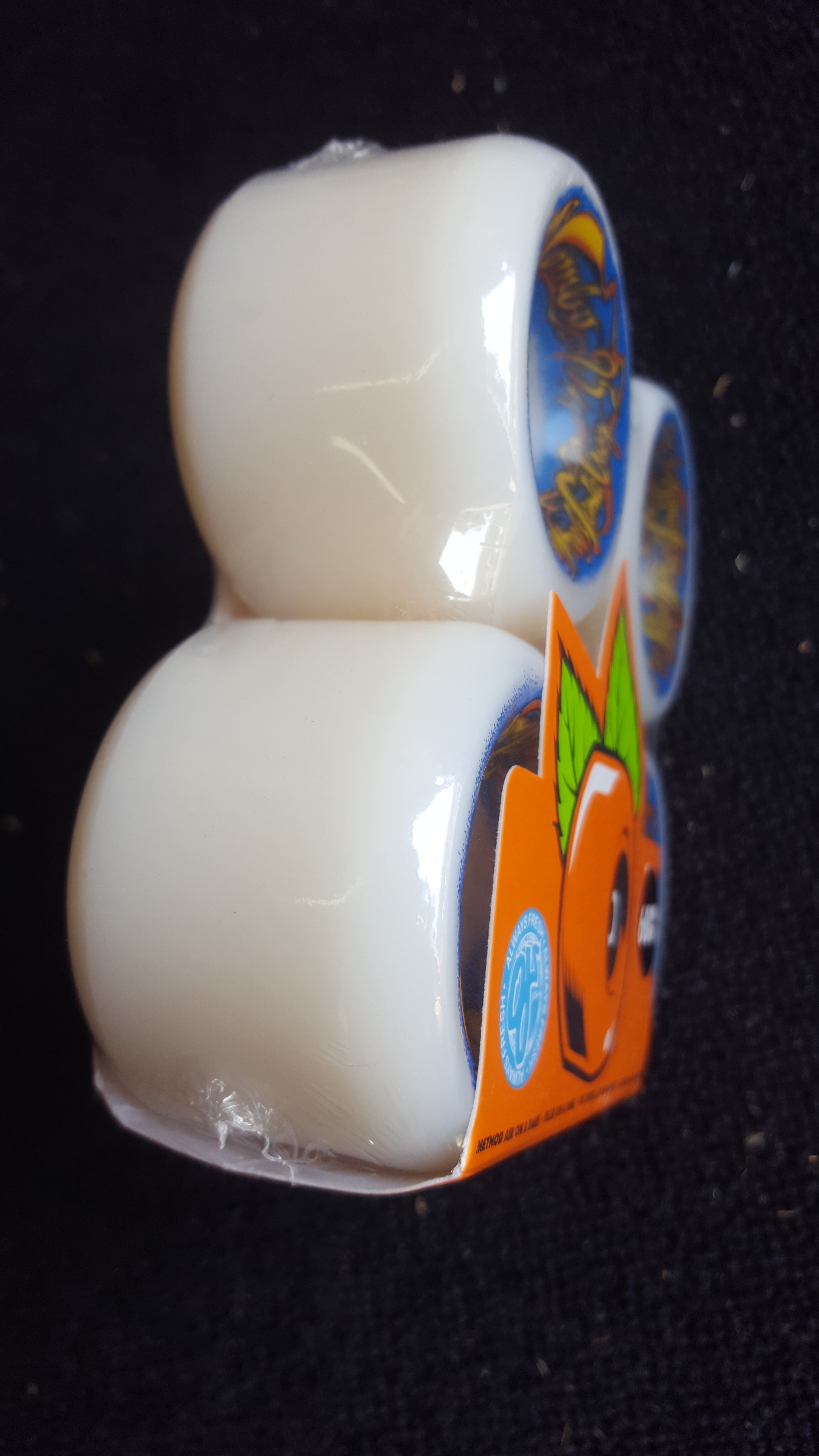 OJ II Combos Skateboard Wheels 60mm 95a Hardness - White with Blue Graphic - High Performance Wheels for Street Skating and Park Riding
