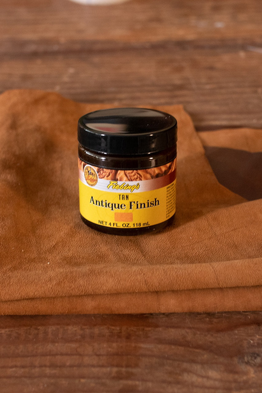 Fiebing's Antique Leather Finish 4 oz (118 ml) Tan - Leather Dye for Vintage Look, DIY Leather Crafting & Furniture Restoration