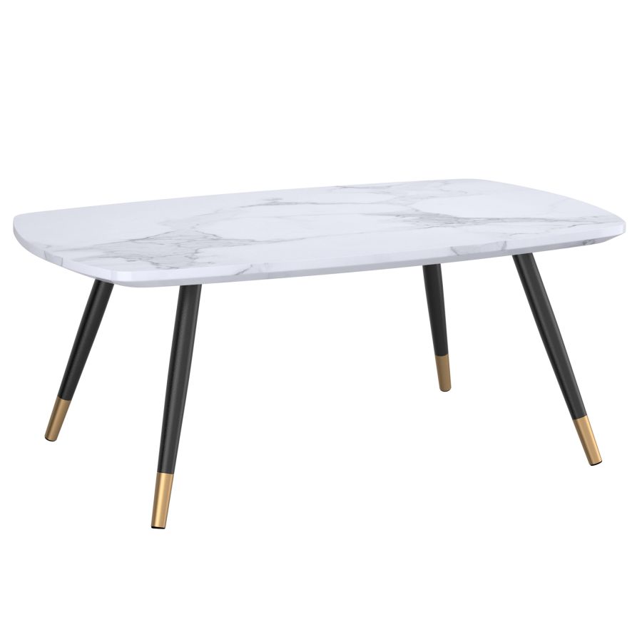 Modern Marble-Look Rectangular Coffee Table - Stylish & Durable Living Room Centerpiece for Home Decor