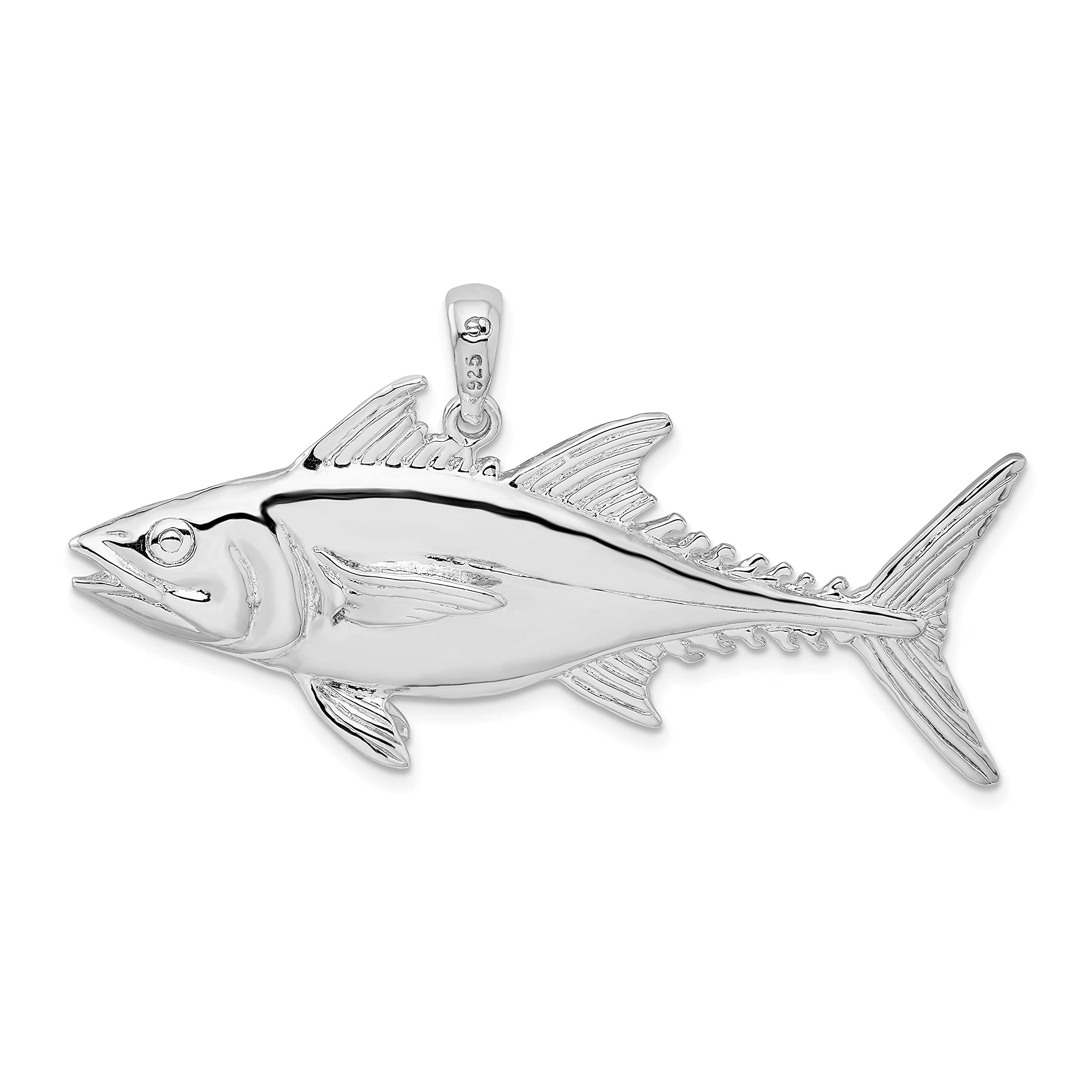 925 Sterling Silver Nautical Sea Life Charm - Polished Skipjack Tuna Fish Pendant for Jewelry Making, DIY Necklace & Ocean-Themed Gifts | Perfect for Beach Lovers, Marine Enthusiasts & Handmade Crafts