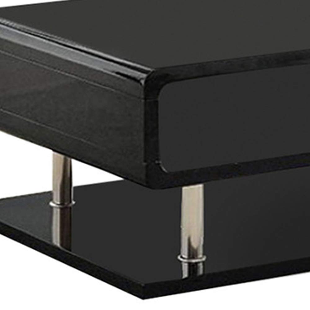 Benzara BM123099 Modern Ninove Contemporary Black Coffee Table - Stylish Living Room Furniture for Home & Office Decor
