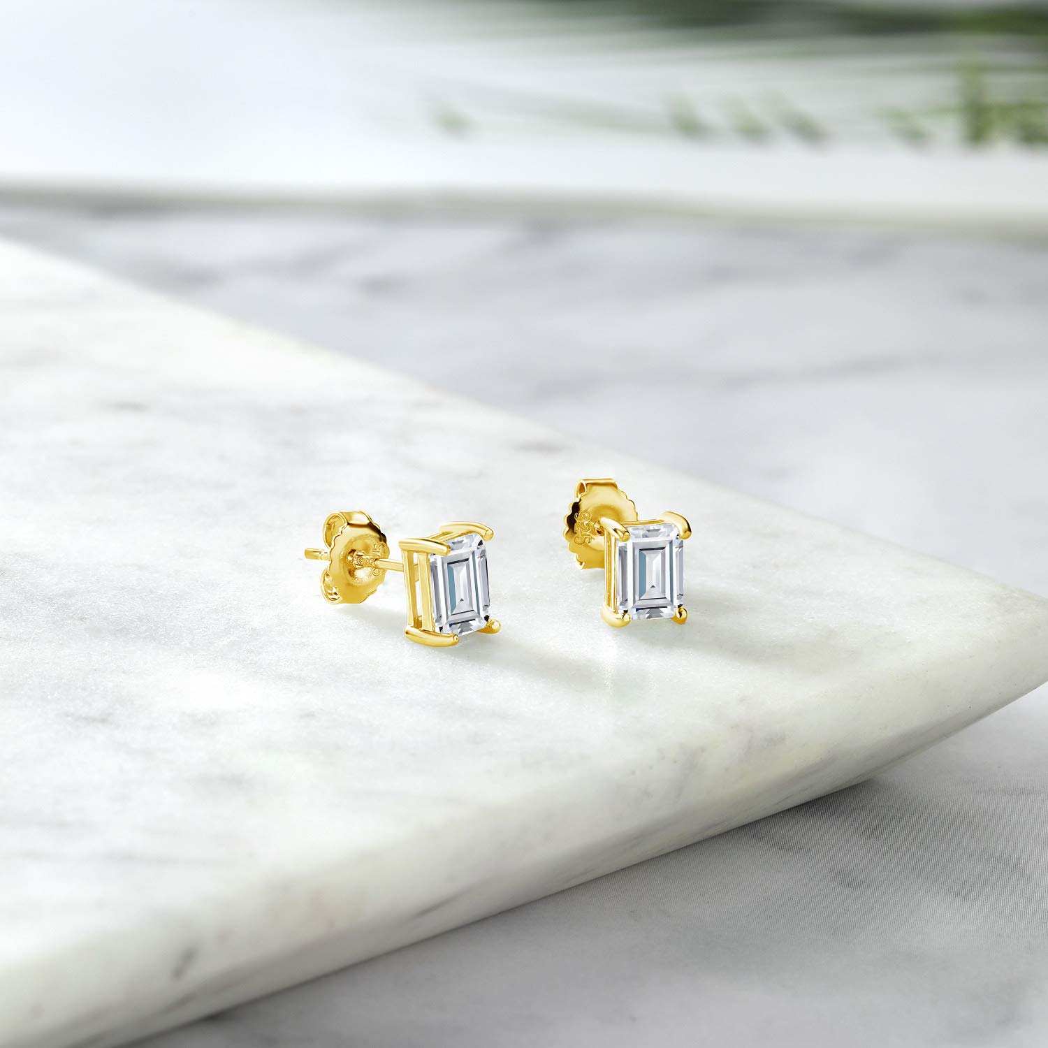 7X5MM Emerald Cut Gemstone Stud Earrings for Women & Men - 925 Sterling Silver Birthstone Jewelry | Perfect Gift for Mom, Wife, Her | Elegant Fine Jewelry for Everyday Wear & Special Occasions