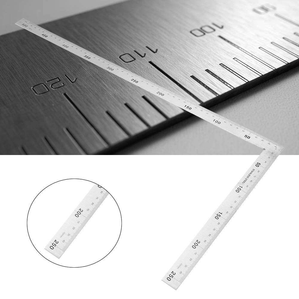 90 Degree Stainless Steel Angle Ruler - 500mm x 250mm Precision Measuring Tool for Woodworking, Metalworking & DIY Projects | Perfect for Framing, Cabinetry & Layout Work