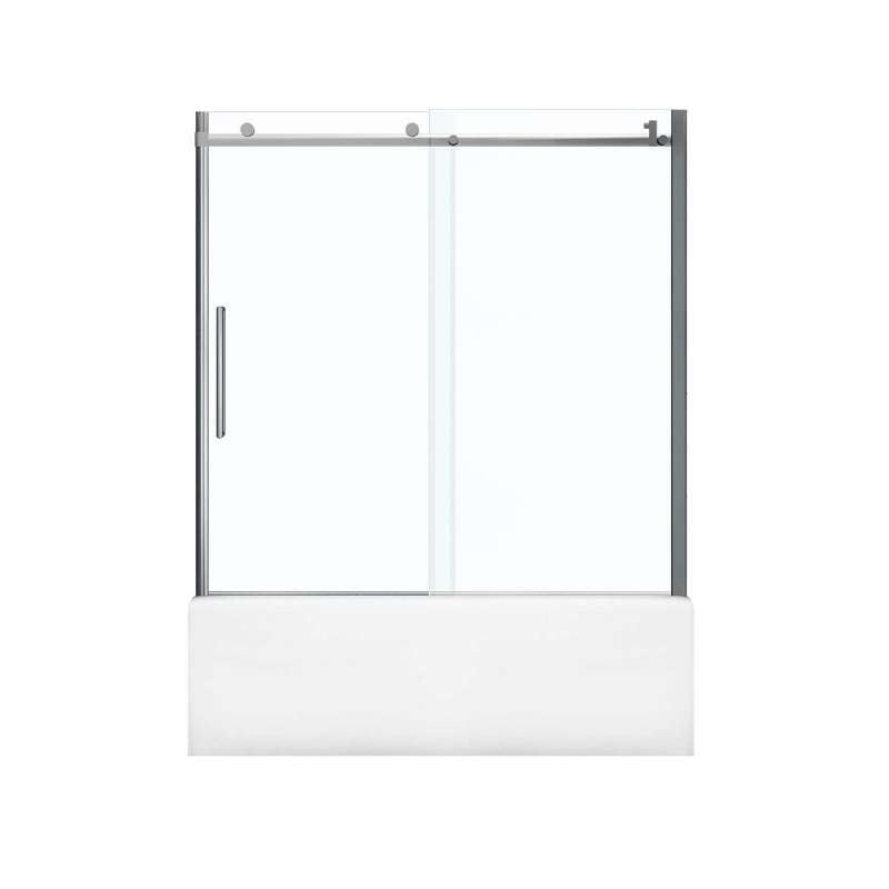Maax Chrome HALO Frameless Slider Tub Door with Clear Glass - 56.5 to 59in x 59in - Perfect for Modern Bathroom Renovations & Spa-Like Showers