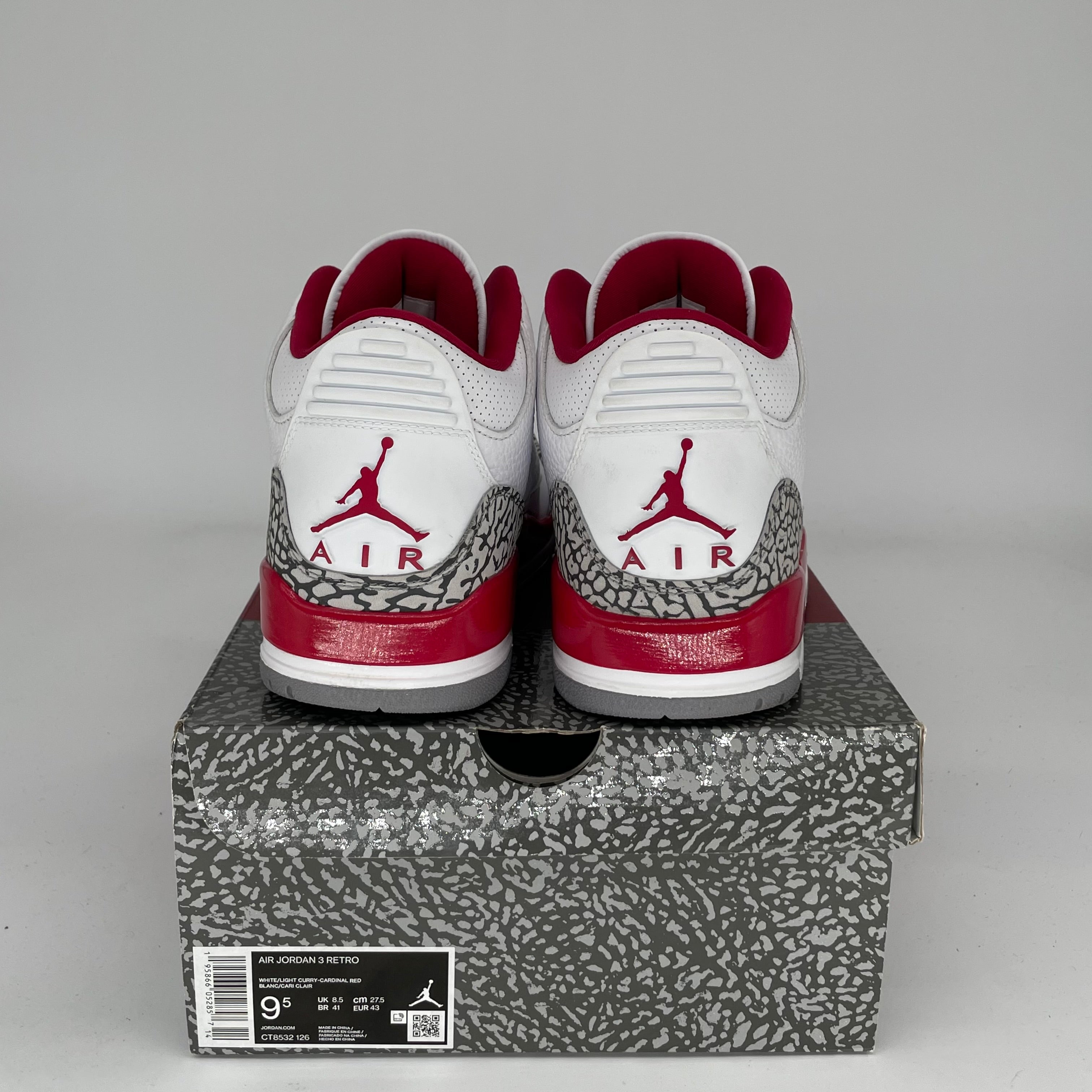 AIR JORDAN 3 CARDINAL RED RETRO SIZE 9.5 MEN'S SNEAKERS CT8532-126 - Perfect for Basketball, Streetwear & Sneaker Collectors