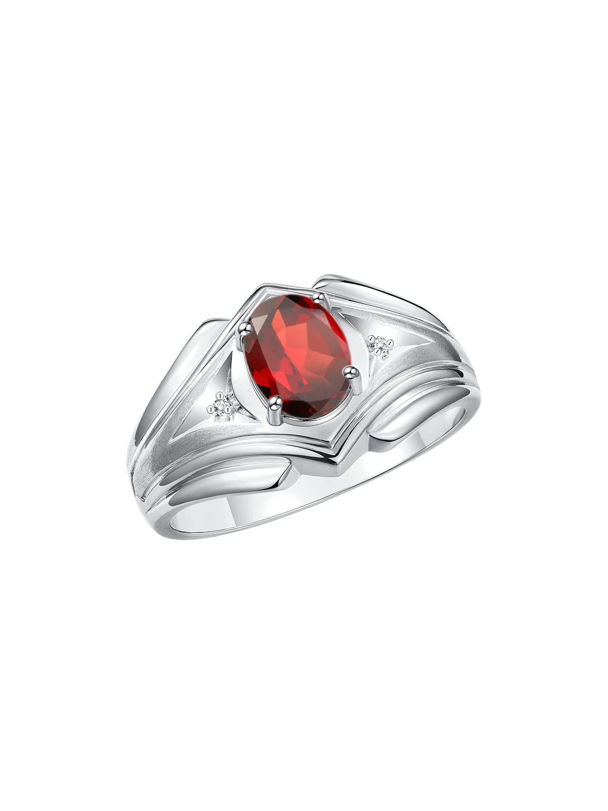 Rylos Men's Sterling Silver 9x7mm Oval Gemstone & Diamond Ring - Classic Designer Style, Birthstone Rings for Men (Sizes 8-13) - Perfect for Weddings, Anniversaries, Gifts & Everyday Wear