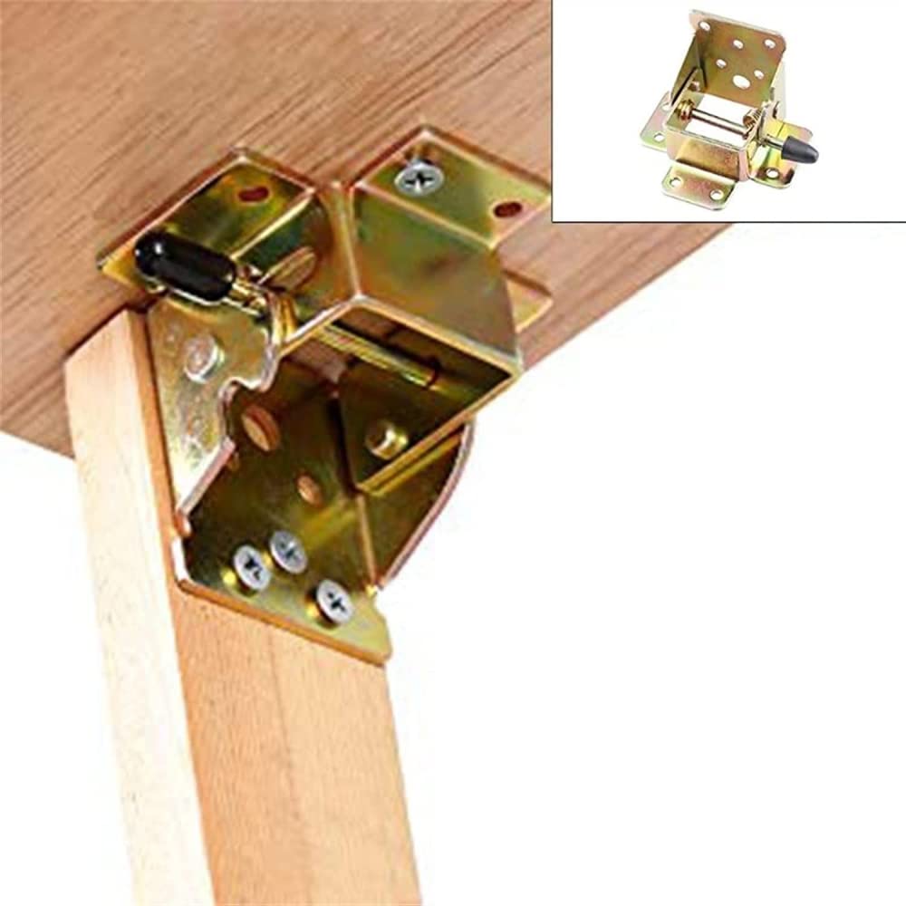 BAZAC 4-Piece Set Locking Iron Folding Table Leg Hinges - Heavy Duty Self-Locking Chair Hinges, Furniture Hardware Accessories for Foldable Tables, Chairs, and DIY Projects - Perfect for Home, Office, and Restaurant Use