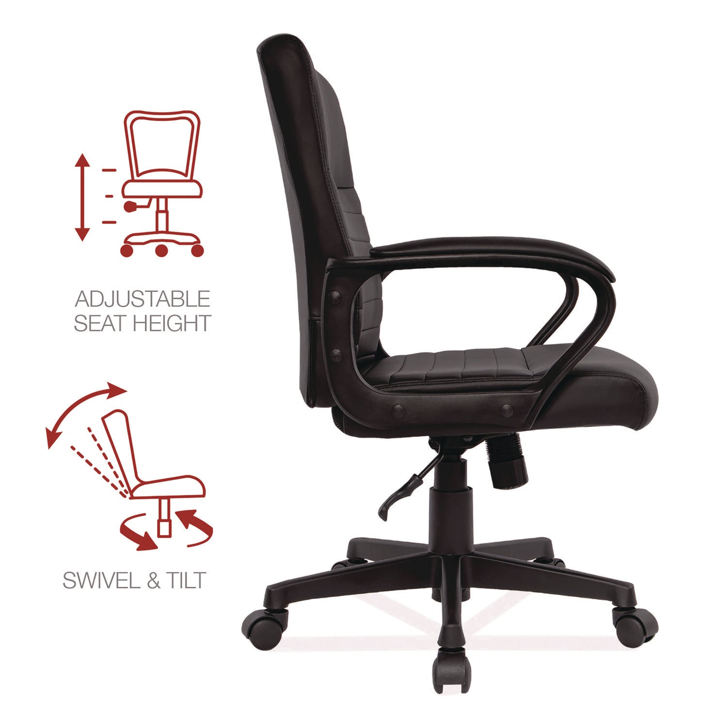 Alera Breich Series Manager Chair - Heavy Duty Office Chair with 275 lbs Weight Capacity, Adjustable Seat Height 16.73