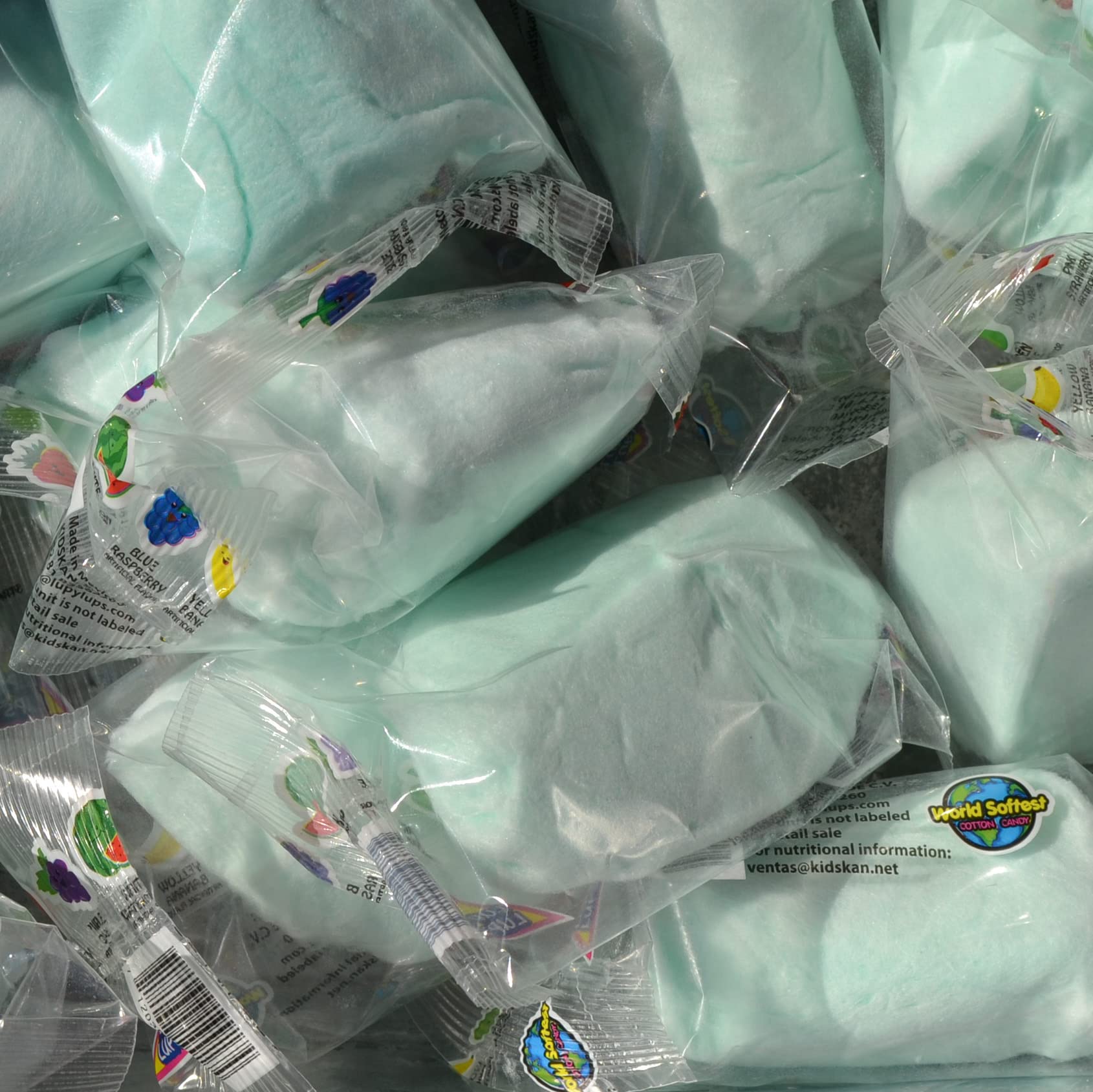 Lupy Lups Cotton Candy Party Pack - 0.5 oz Individually Wrapped Bags - Bulk Candy for Stocking Stuffers, Birthday Party Favors, Buffet Desserts & Pinata Fillers - Sweet Treats for Kids & Adults