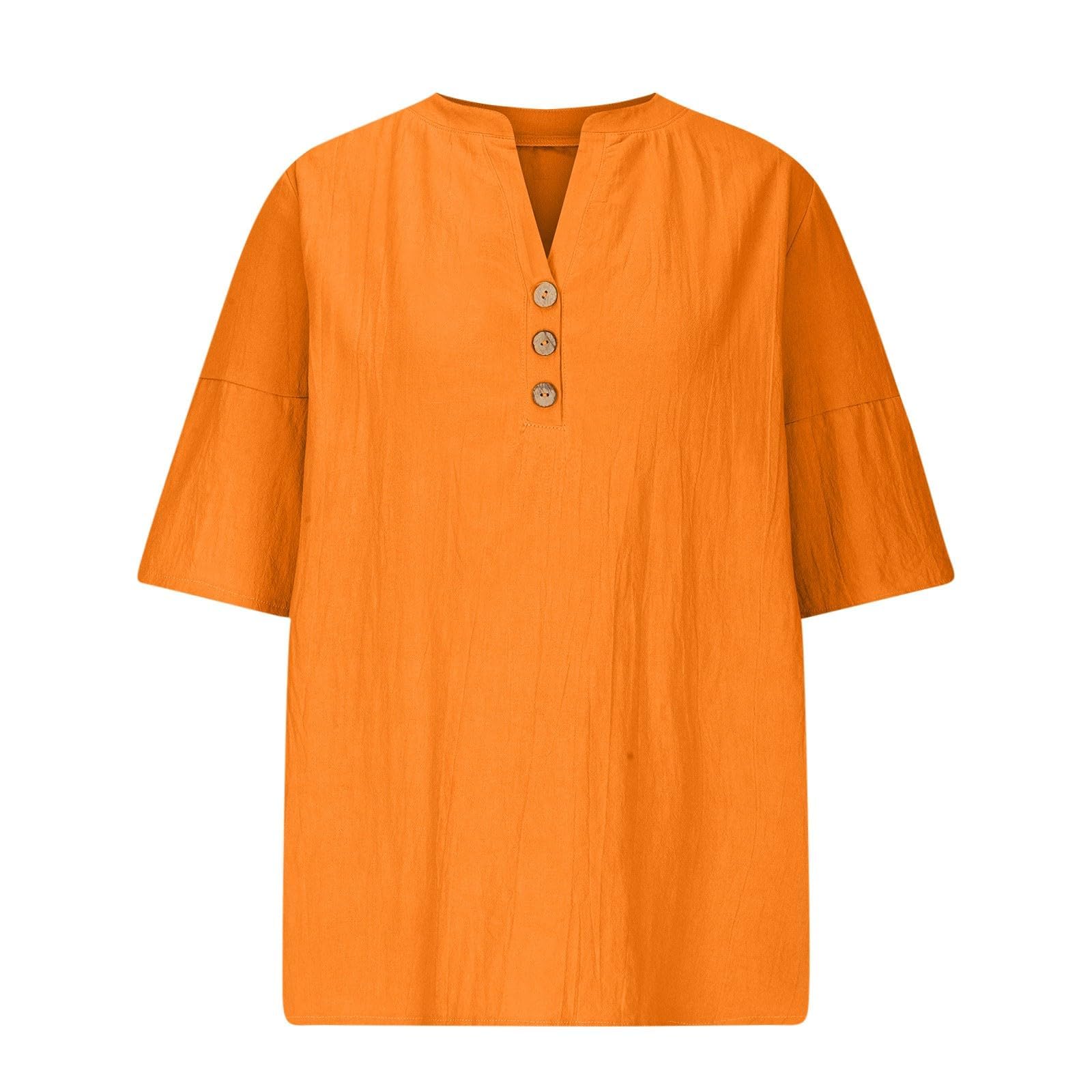 Boho Linen Shirts for Women - Casual Gauze Summer Tops with Collar, Loose V-Neck Button Down Tee | Perfect for Beach, Travel & Everyday Wear