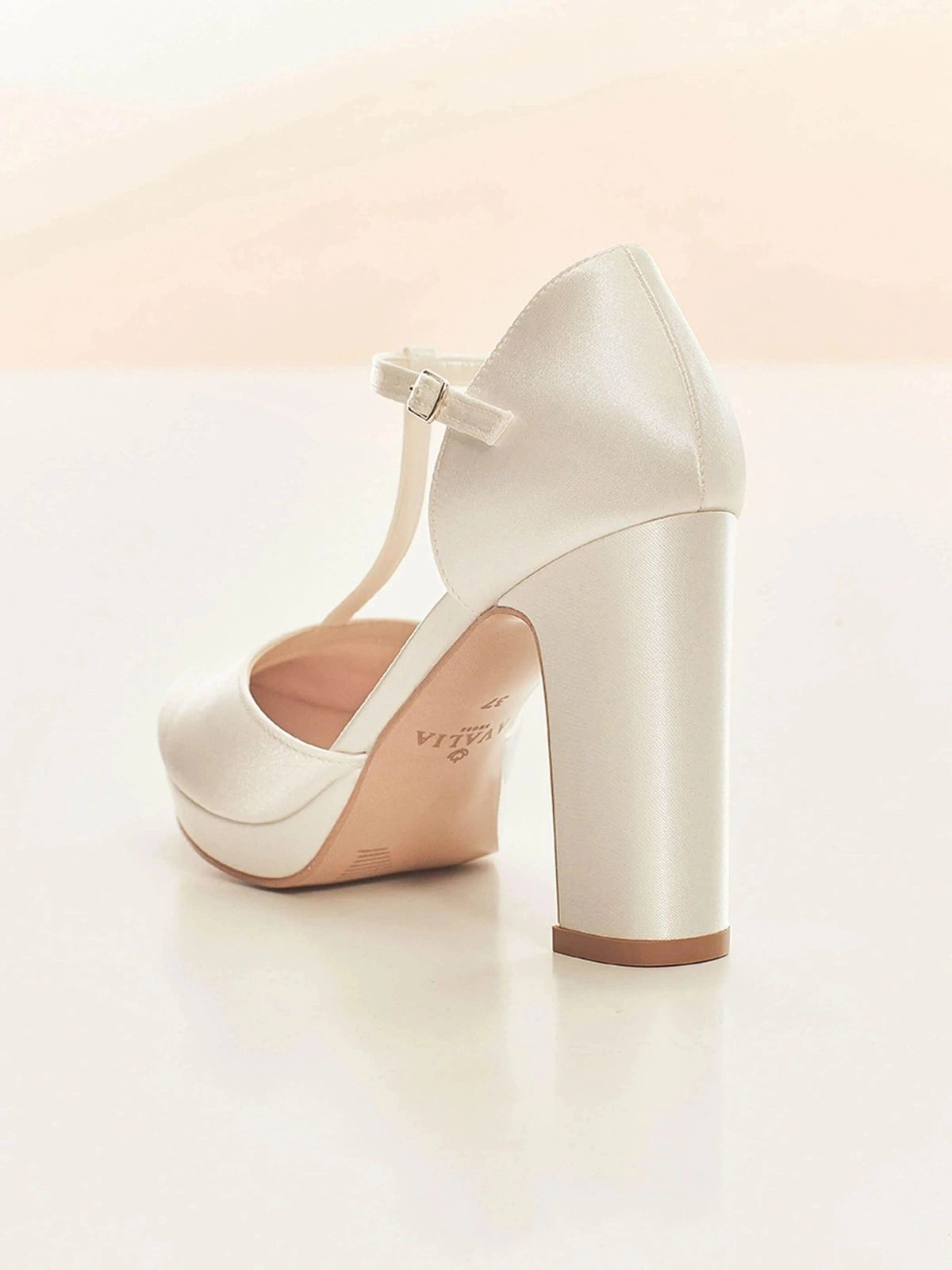 Ivory Satin Bridal Shoes with Comfortable Block Heel - Elegant Wedding Shoes for Bride by COCO | Perfect for Church Ceremony, Outdoor Wedding & Reception