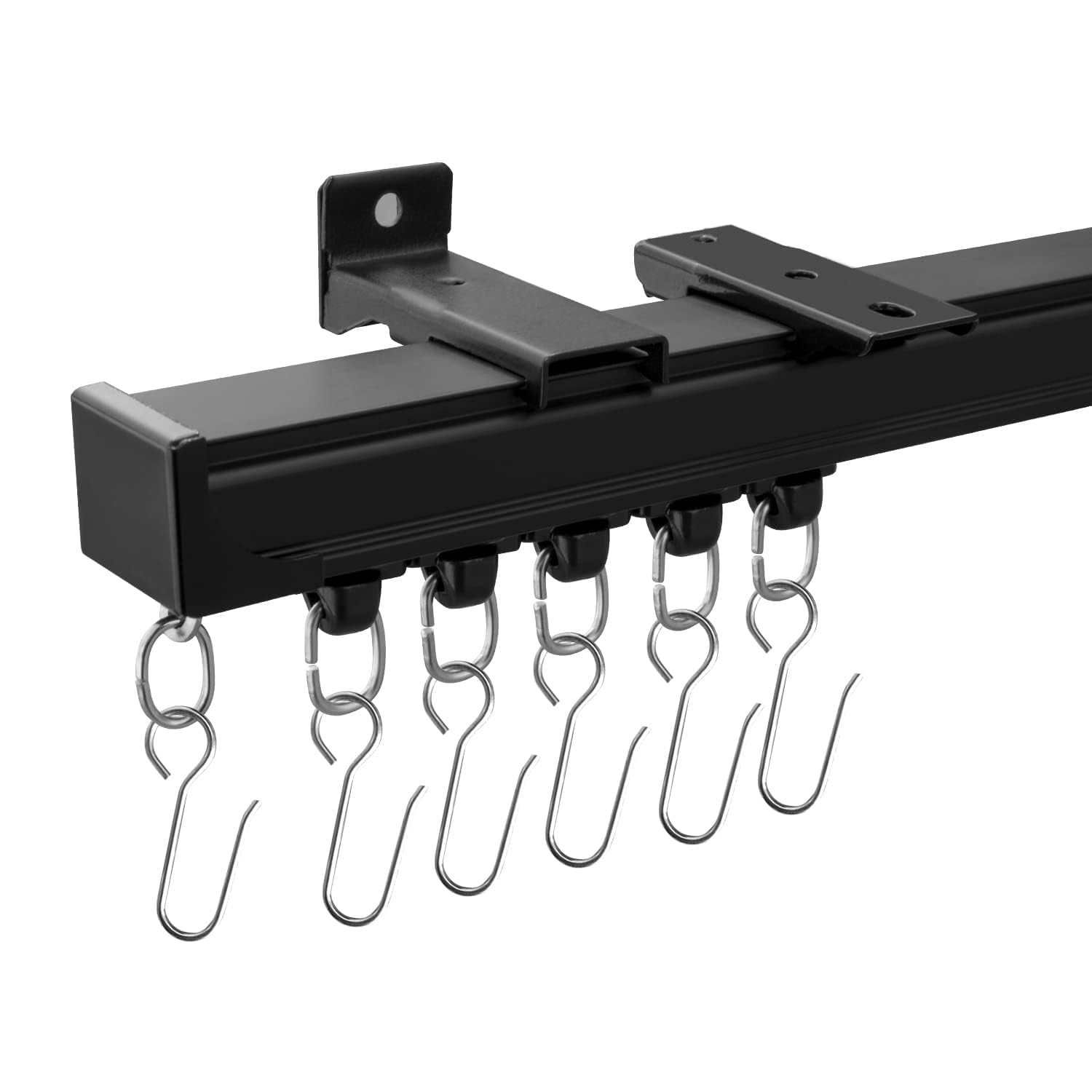 Heavy-Duty Ceiling Mount Curtain Track System - 18ft Black Room Divider Rail with Hooks for Living Room, Bedroom, Shower Privacy, RV & Garage | Durable Home & Commercial Use