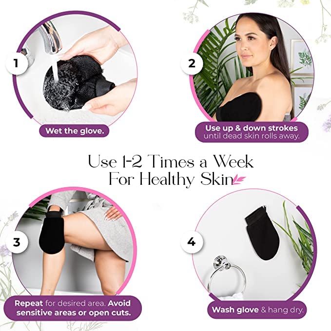 KREZON Exfoliating Shower Gloves for Deep Cleansing - Pack of 2 | Dead Skin & Tan Removal Bath Mitts | Body Scrubber for Smooth Skin | Perfect for Spa, Home Use & Gift Giving