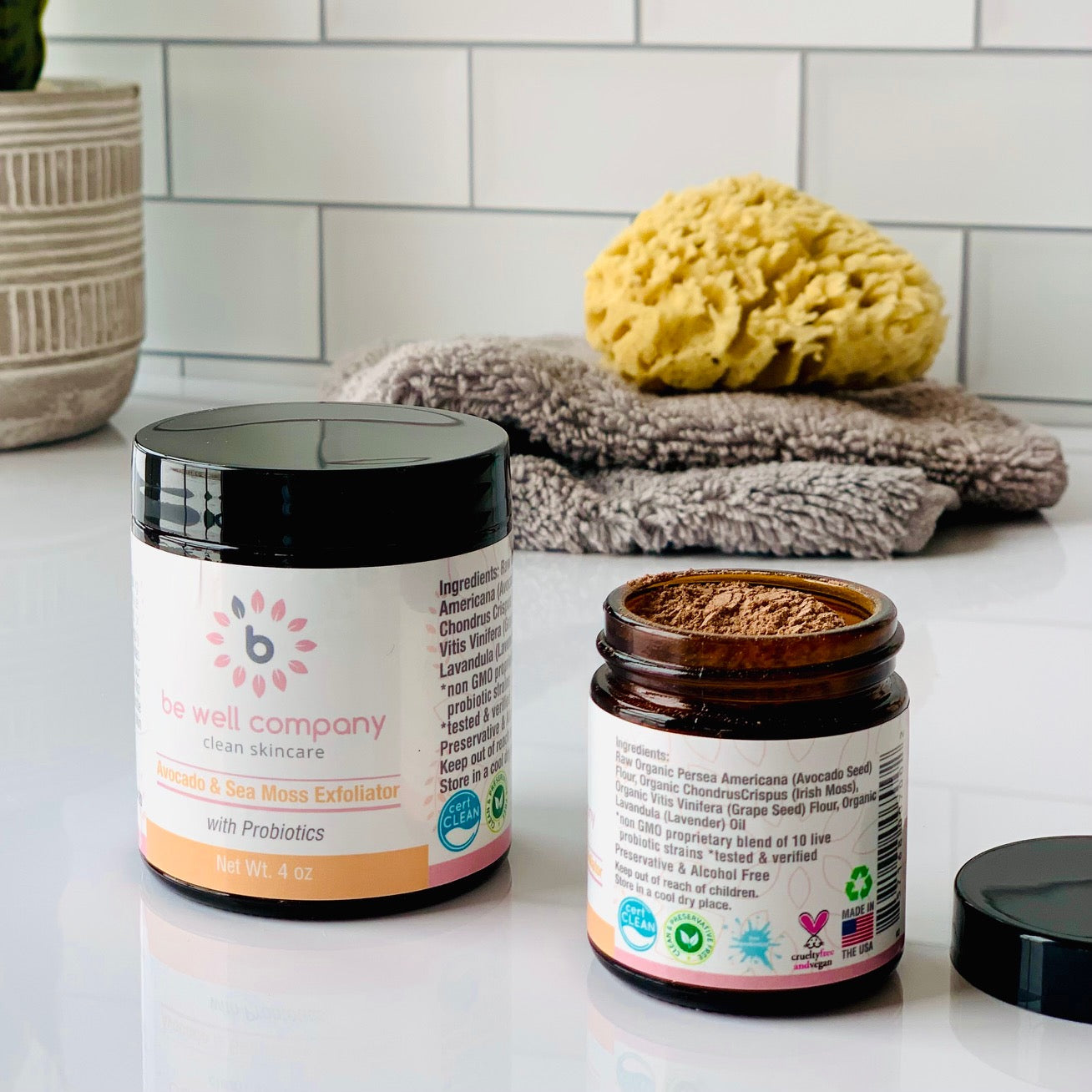 Organic Avocado & Sea Moss Exfoliating Face Scrub - Natural Skincare for Glowing Skin | Gentle Exfoliation for Dry, Oily & Sensitive Skin | Perfect for Daily Facial Cleansing & Spa Night Routine