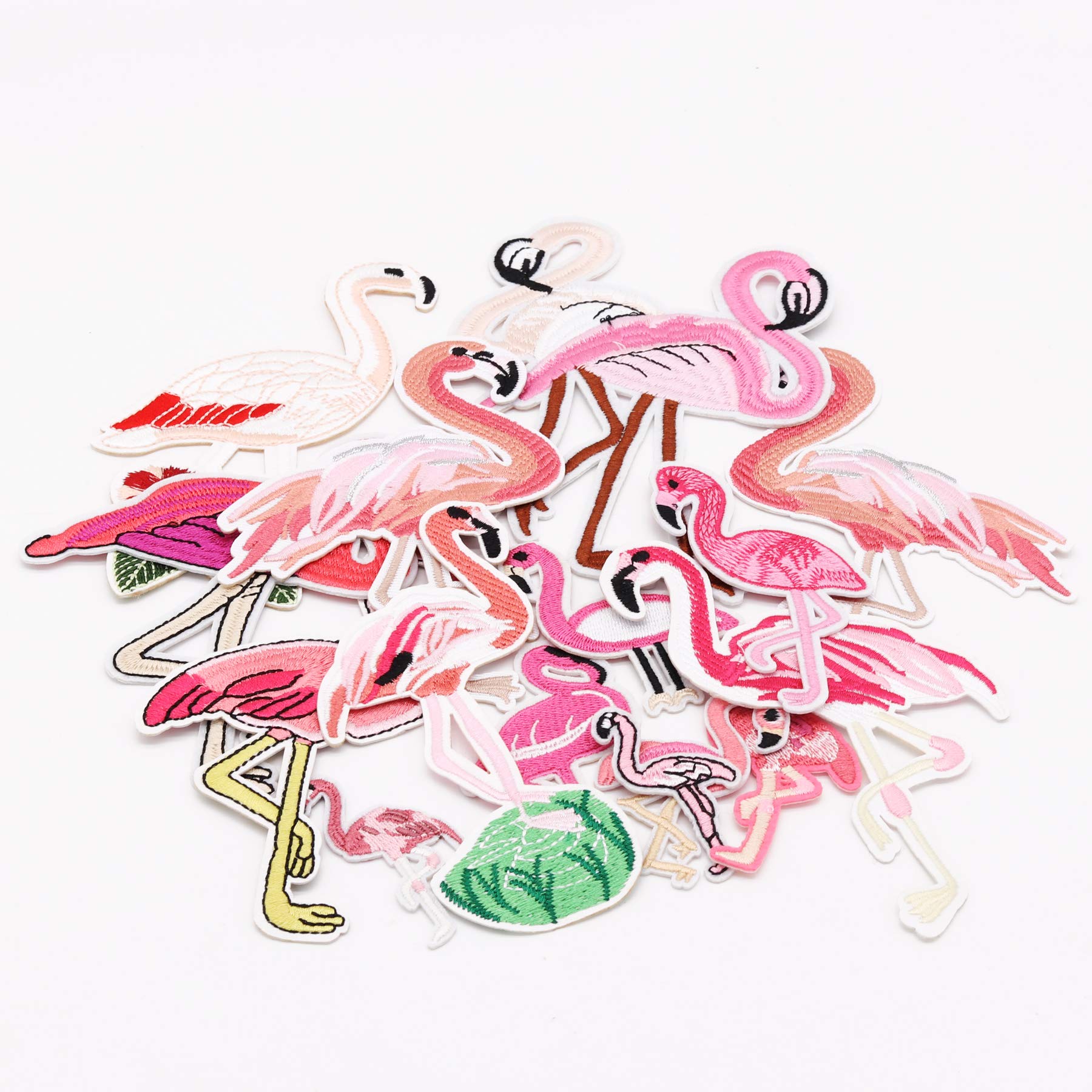 15pcs Flamingo Iron On Patches - Embroidered Applique Motifs for DIY Crafts, Assorted Sizes - Perfect for Customizing Jeans, Jackets, Kids Clothing, Bags & Caps - Fun Sewing Project for Arts & Crafts (Flamingo Design)