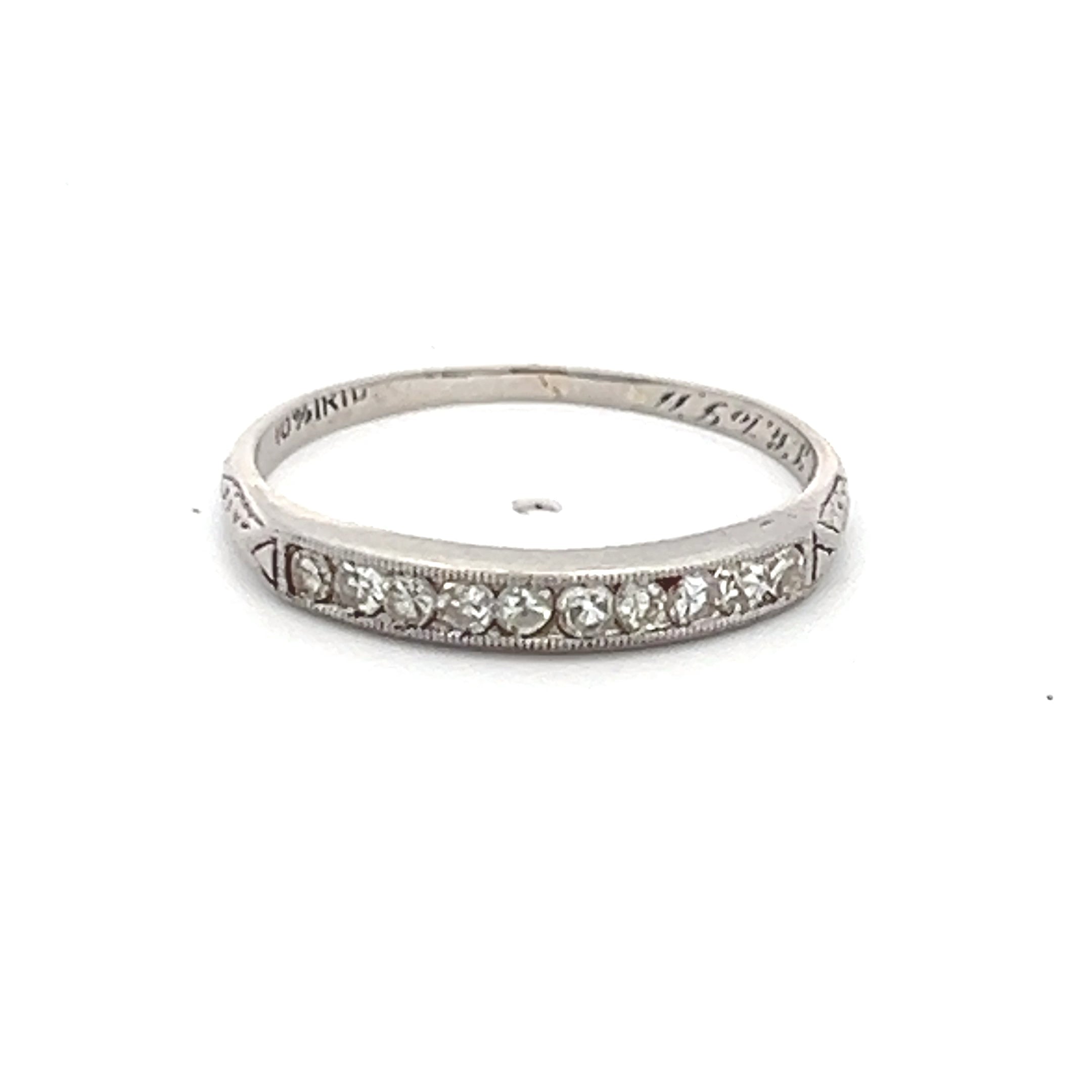 0.25 Carat Old European Cut H SI1 Diamond Platinum Half Eternity Ring - Vintage Wedding Band, Anniversary Gift for Her, Bridal Jewelry for Engagement & Special Occasions