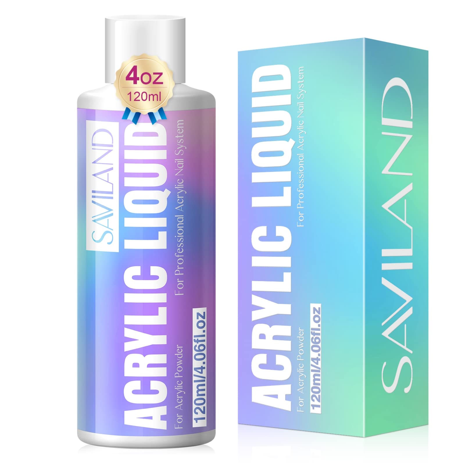Saviland 120ml Acrylic Nail Liquid Monomer - MMA-Free, Non-Yellowing Formula for Nail Extensions & Carving | Professional Nail Art Supplies for Salon & Home Manicure
