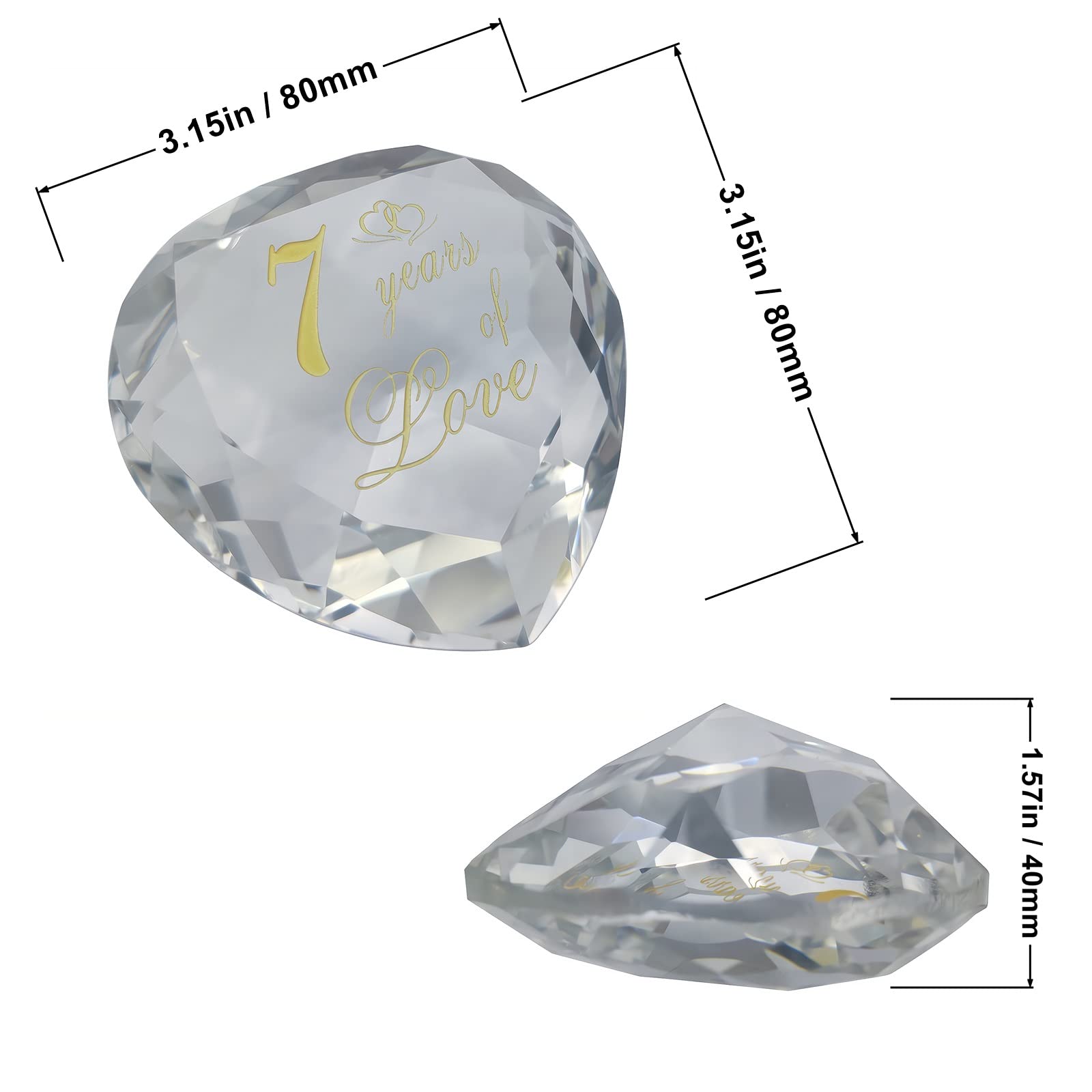 7th Anniversary Crystal Gifts for Couples - Romantic Wedding & Valentines Day Presents for Husband, Wife, Boyfriend or Girlfriend | Perfect for Anniversary Celebrations, Home Decor & Special Occasions