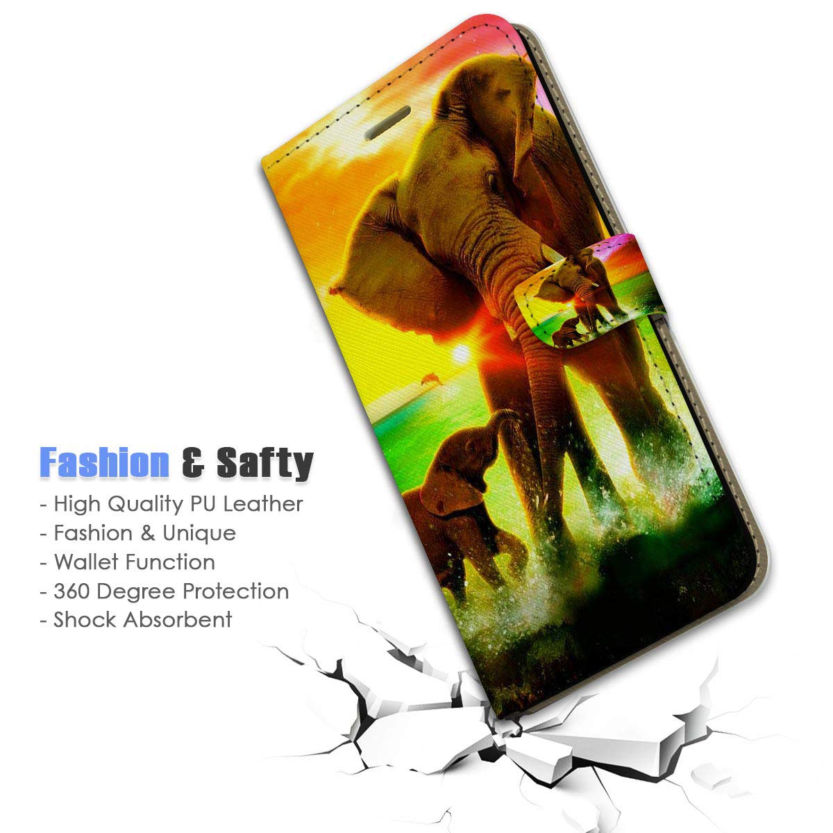 Premium Flip Wallet Phone Case Cover for iPhone 11 - A23243 Elephant Family Design | Slim Protective Case with Card Slots for Daily Use, Travel & Business